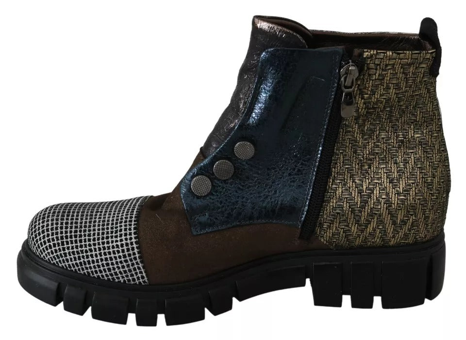 EBARRITO Multicolor Leather Suede Zipper Ankle Boots Shoes | Regal Royce