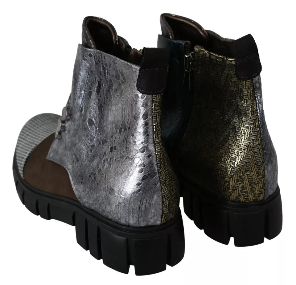 EBARRITO Multicolor Leather Suede Zipper Ankle Boots Shoes | Regal Royce