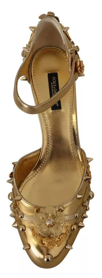Dolce & Gabbana Gold Studs Vally Slingback Sandals Shoes | Regal Royce