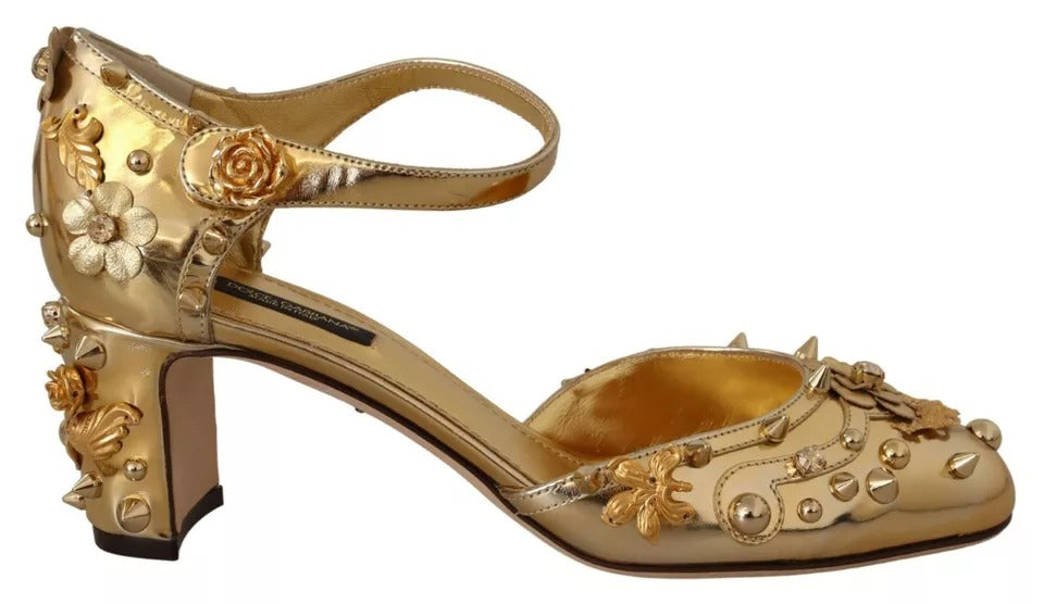 Dolce & Gabbana Gold Studs Vally Slingback Sandals Shoes | Regal Royce
