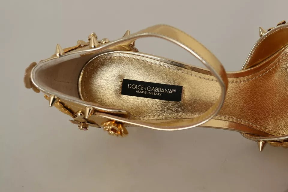 Dolce & Gabbana Gold Studs Vally Slingback Sandals Shoes | Regal Royce