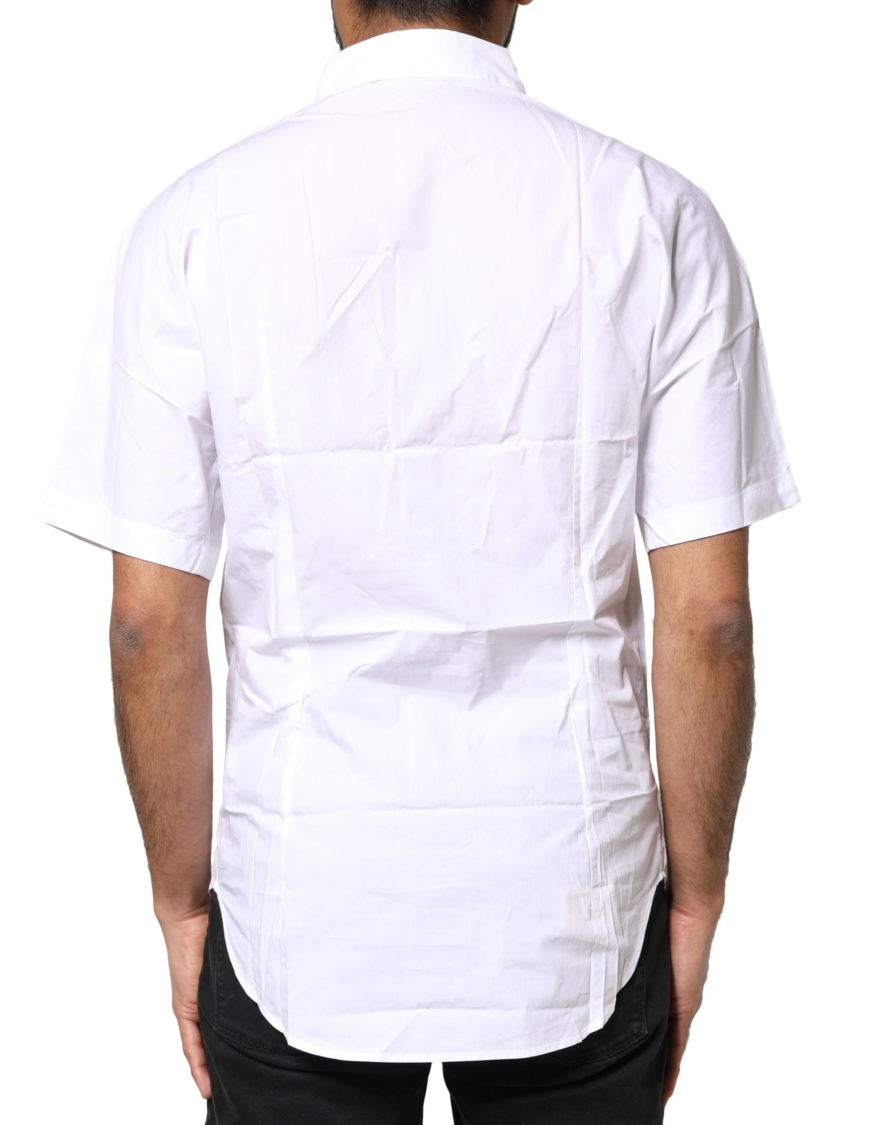 Dolce & Gabbana White Cotton Button Down Casual Men Polo Shirt | Regal Royce