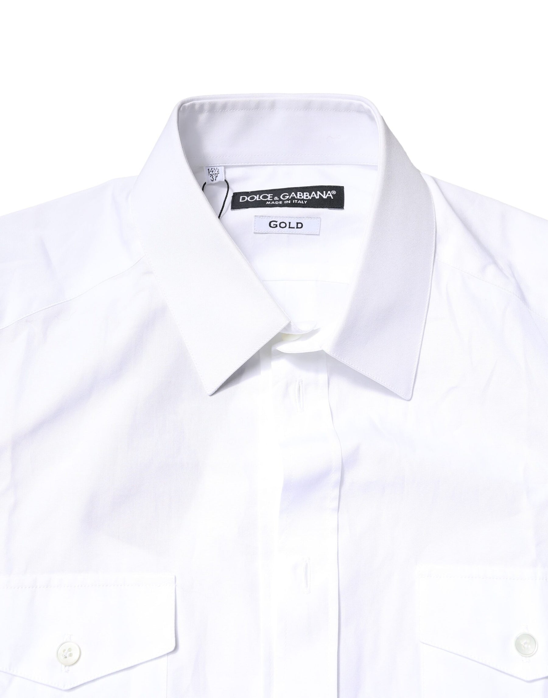 Dolce & Gabbana White GOLD Button Down Casual Men Polo Shirt | Regal Royce