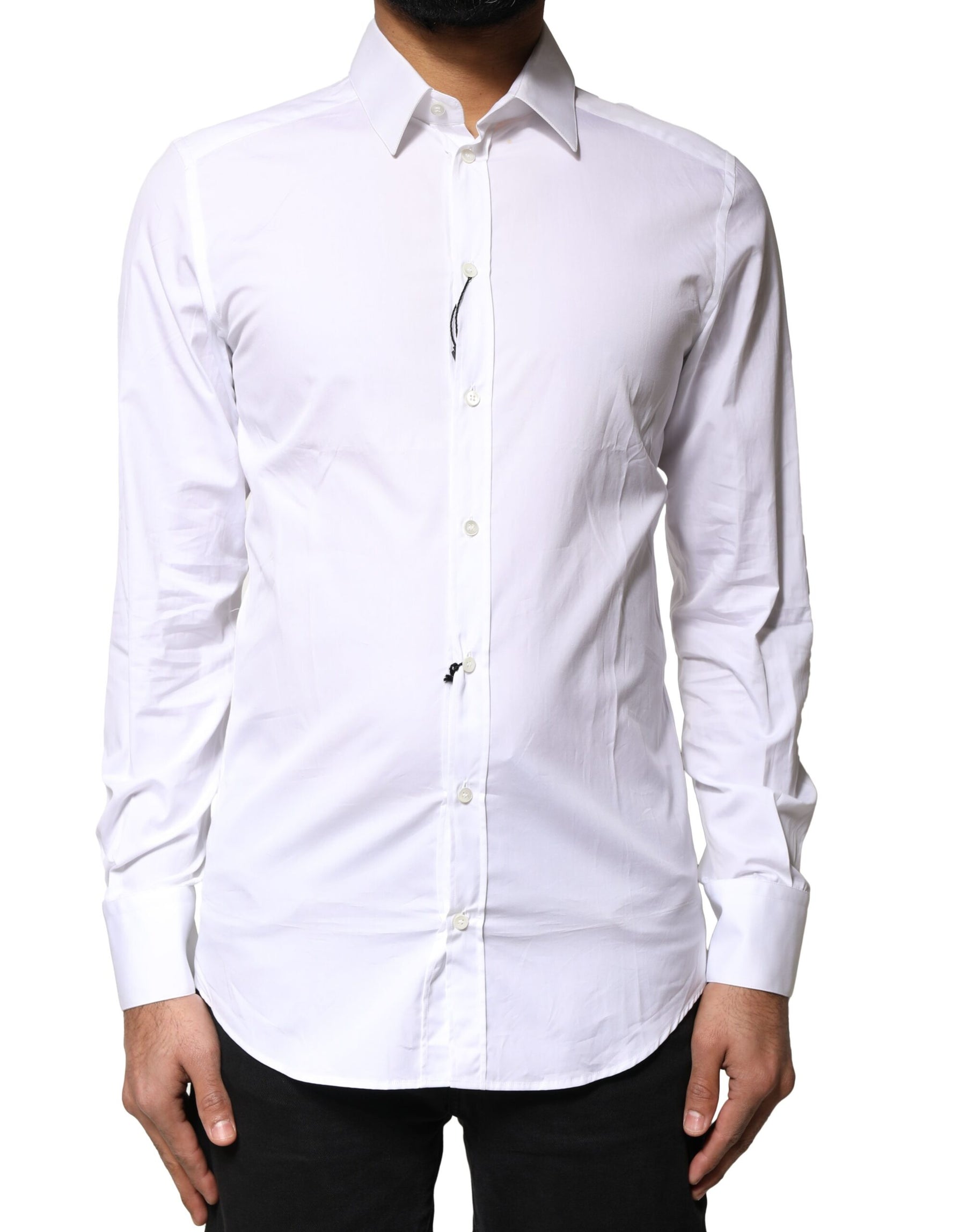 Dolce & Gabbana White GOLD Cotton Long Sleeves Men Dress Shirt | Regal Royce