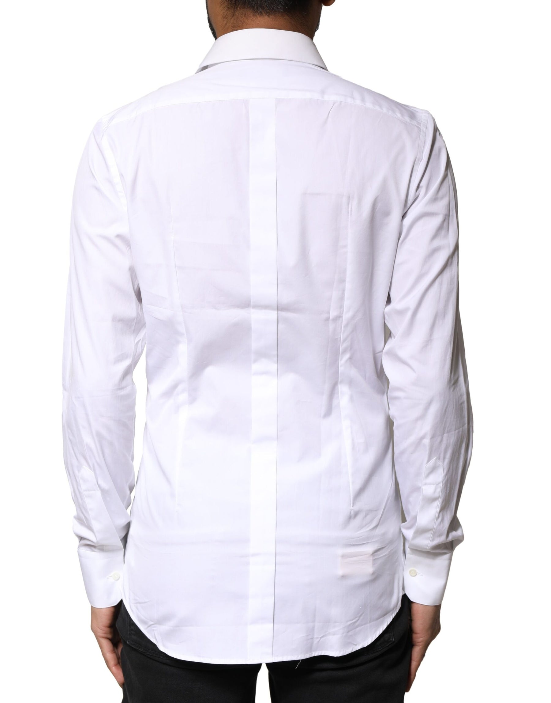 Dolce & Gabbana White GOLD Cotton Long Sleeves Men Dress Shirt | Regal Royce
