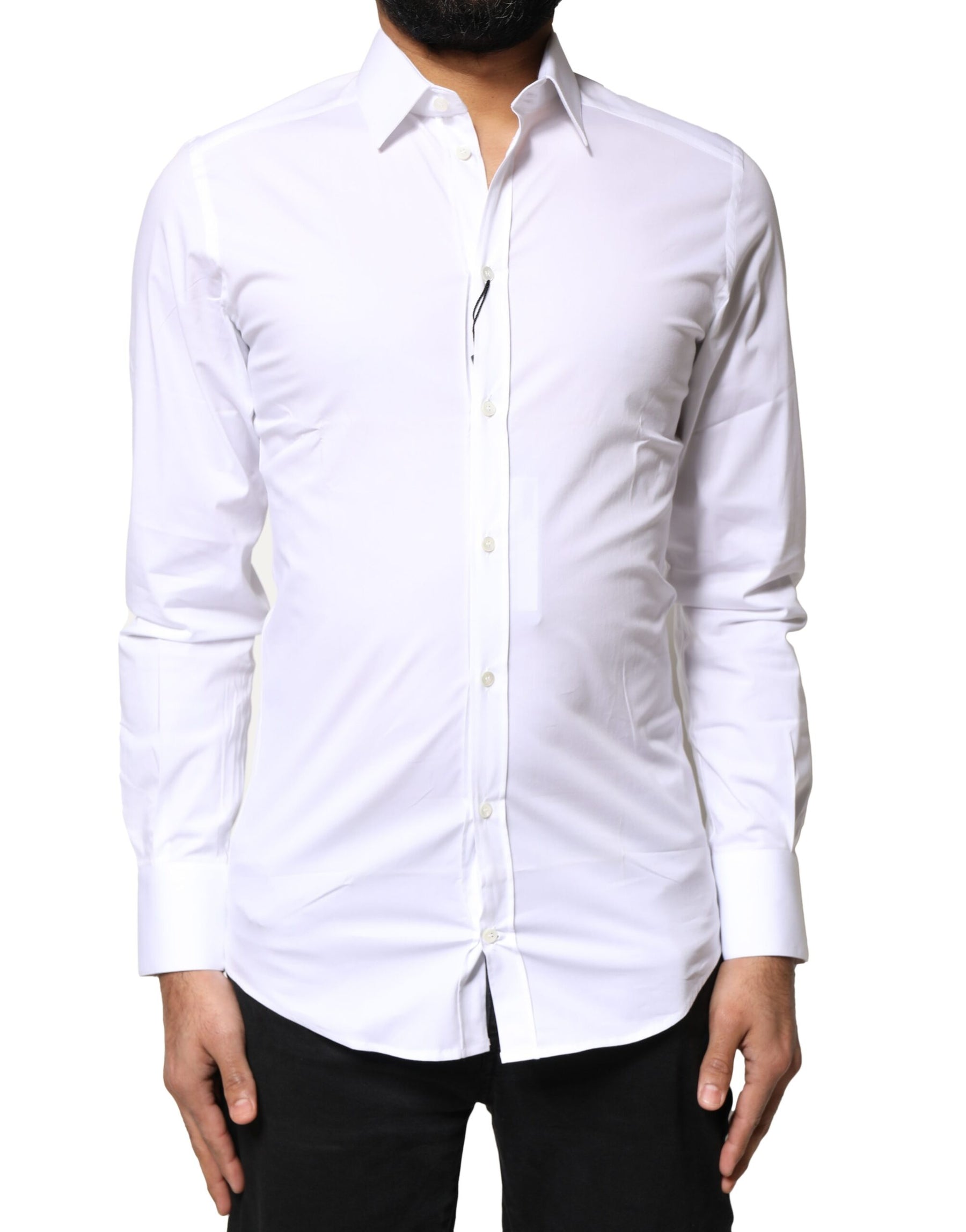 Dolce & Gabbana White GOLD Cotton Long Sleeves Dress Shirt | Regal Royce