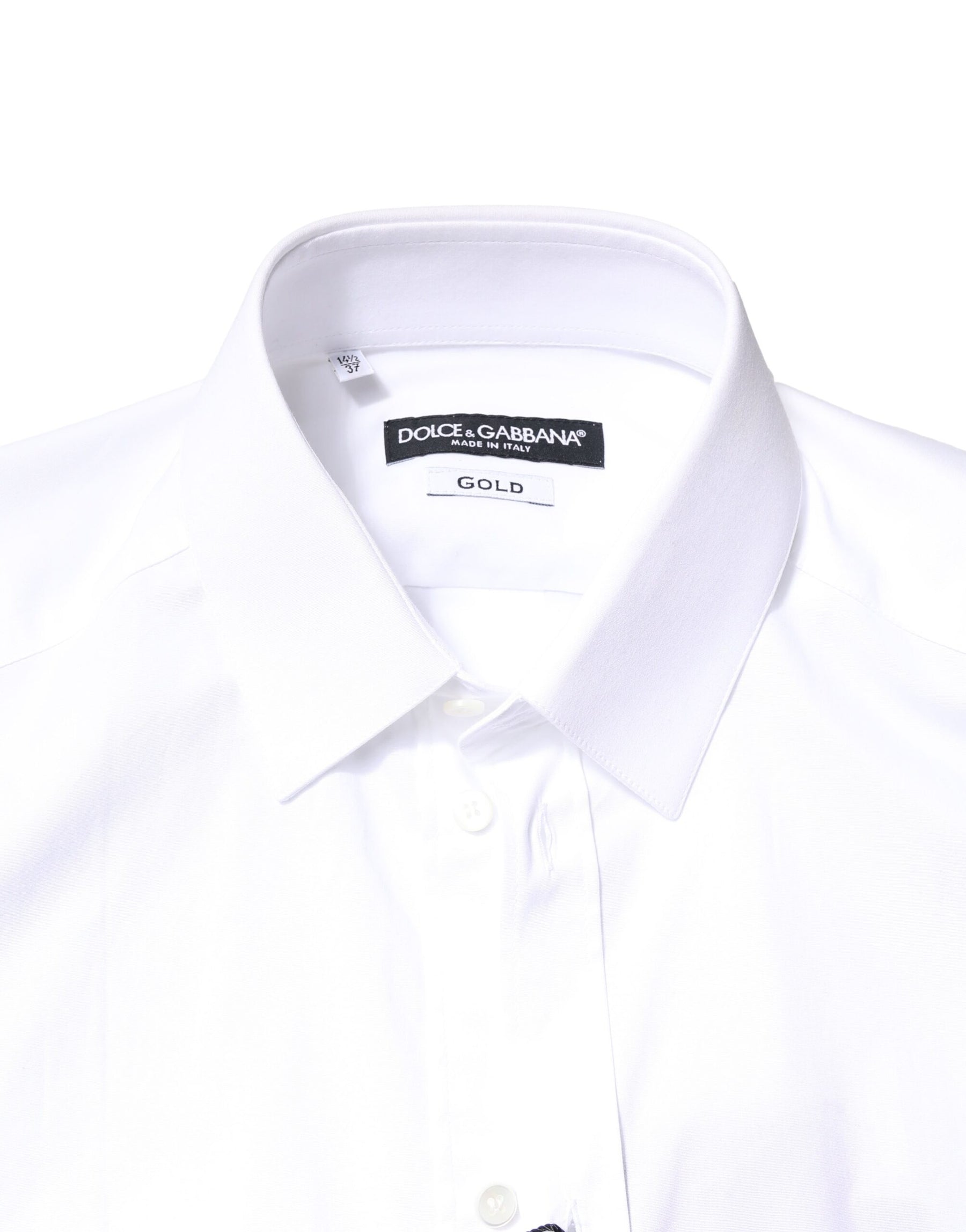 Dolce & Gabbana White GOLD Cotton Long Sleeves Dress Shirt | Regal Royce