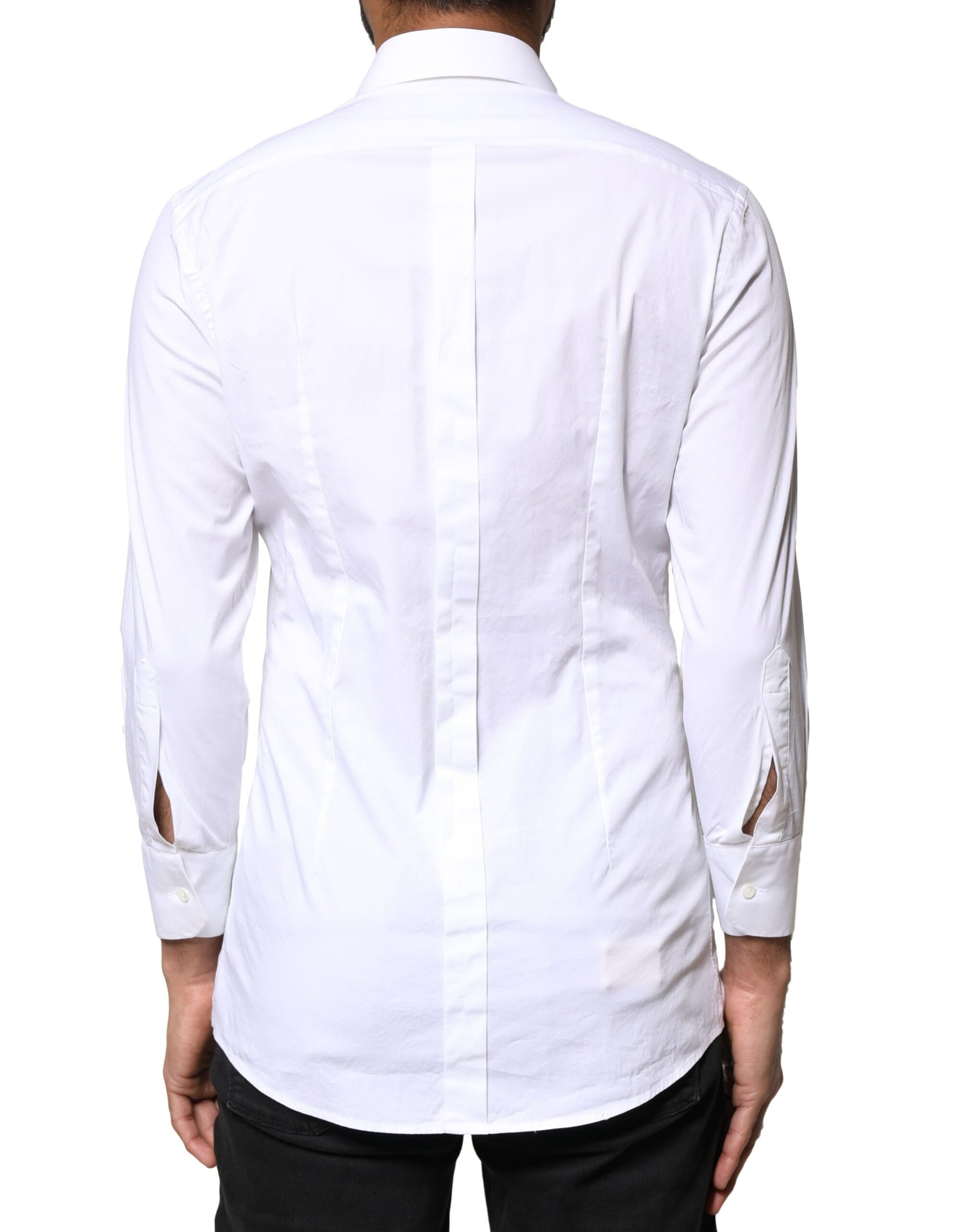 Dolce & Gabbana White GOLD Cotton Long Sleeves Men Dress Shirt | Regal Royce