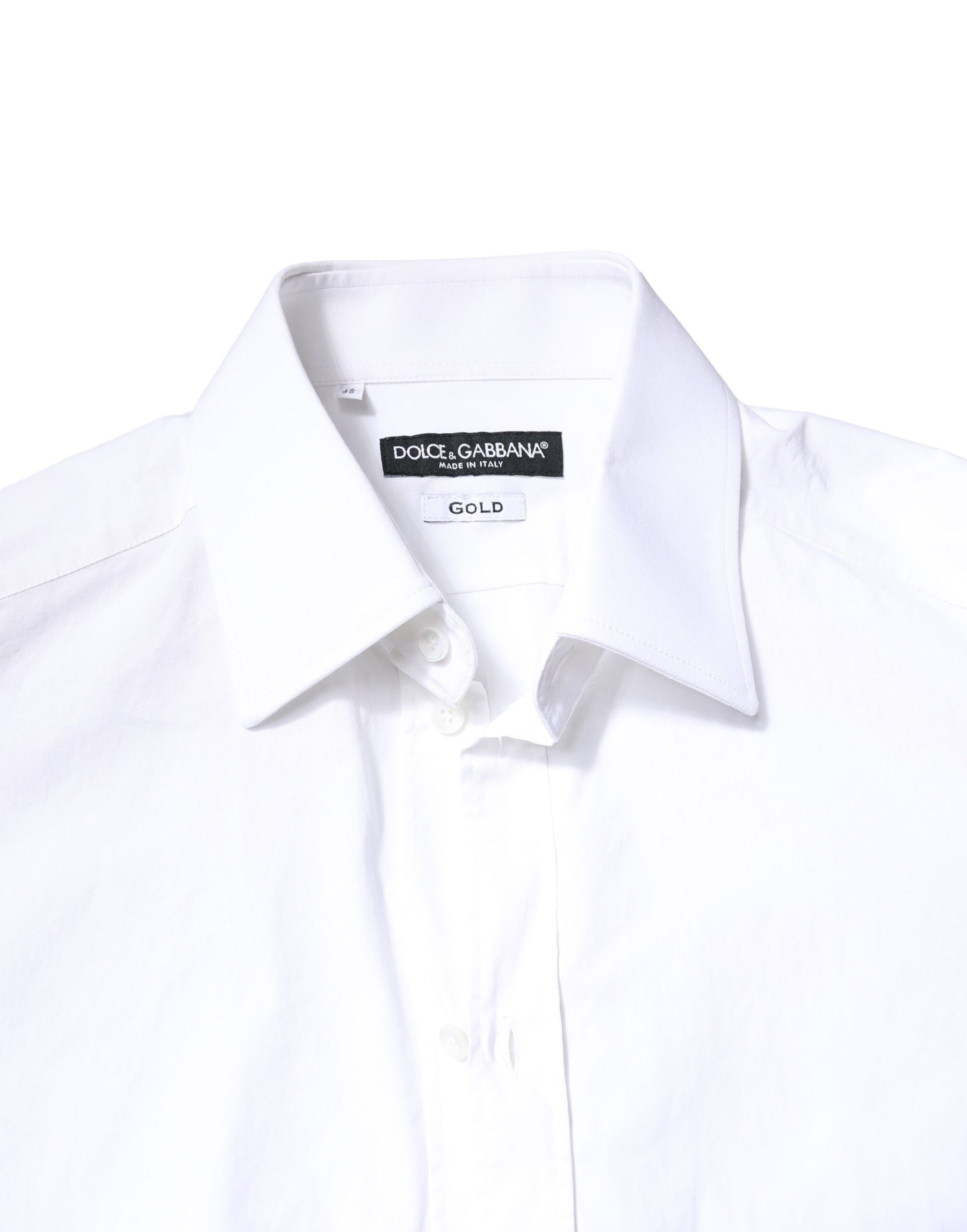 Dolce & Gabbana White GOLD Cotton Long Sleeves Men Dress Shirt | Regal Royce