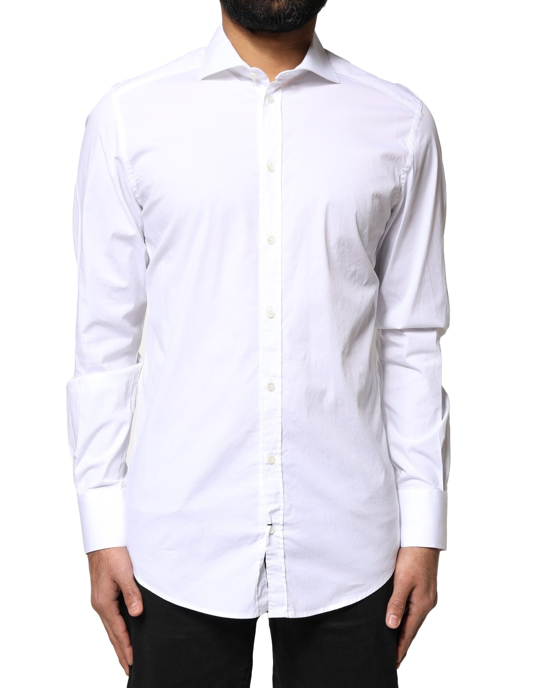 Dolce & Gabbana White GOLD Cotton Long Sleeves Dress Shirt | Regal Royce
