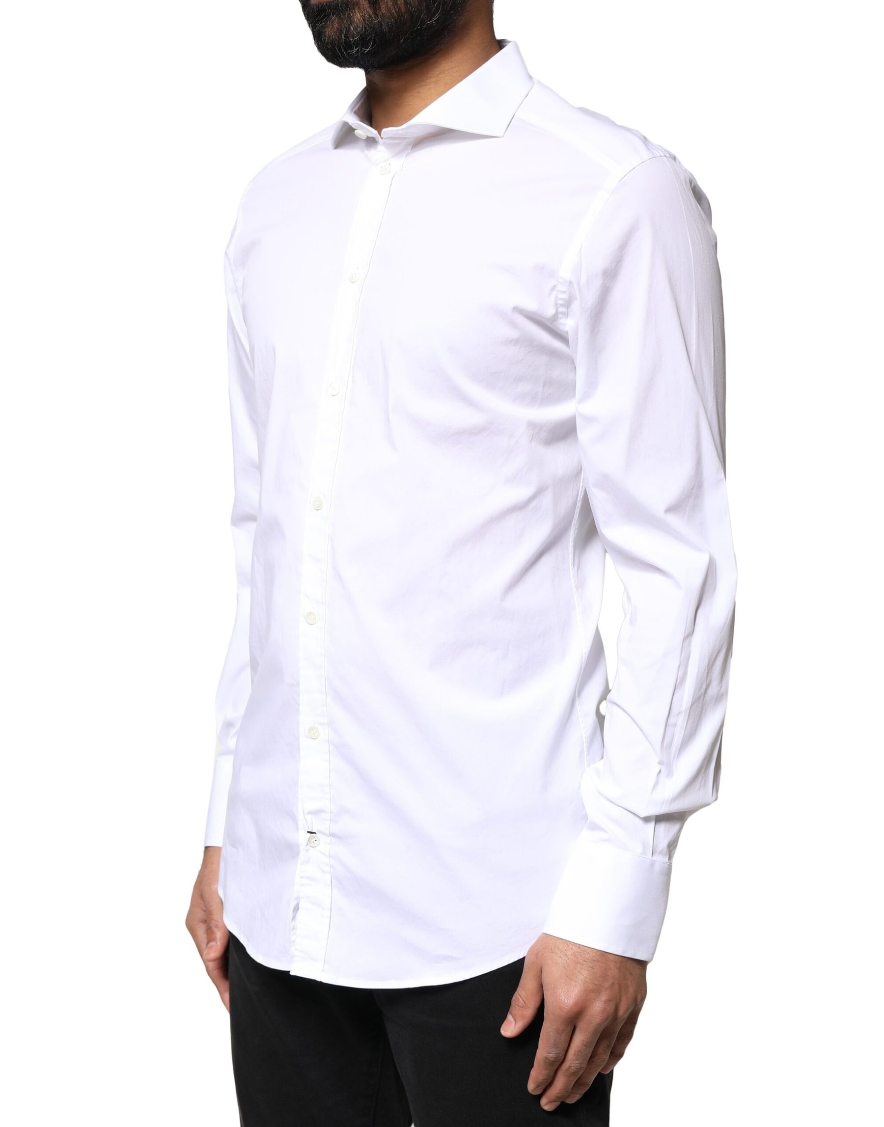 Dolce & Gabbana White GOLD Cotton Long Sleeves Dress Shirt | Regal Royce