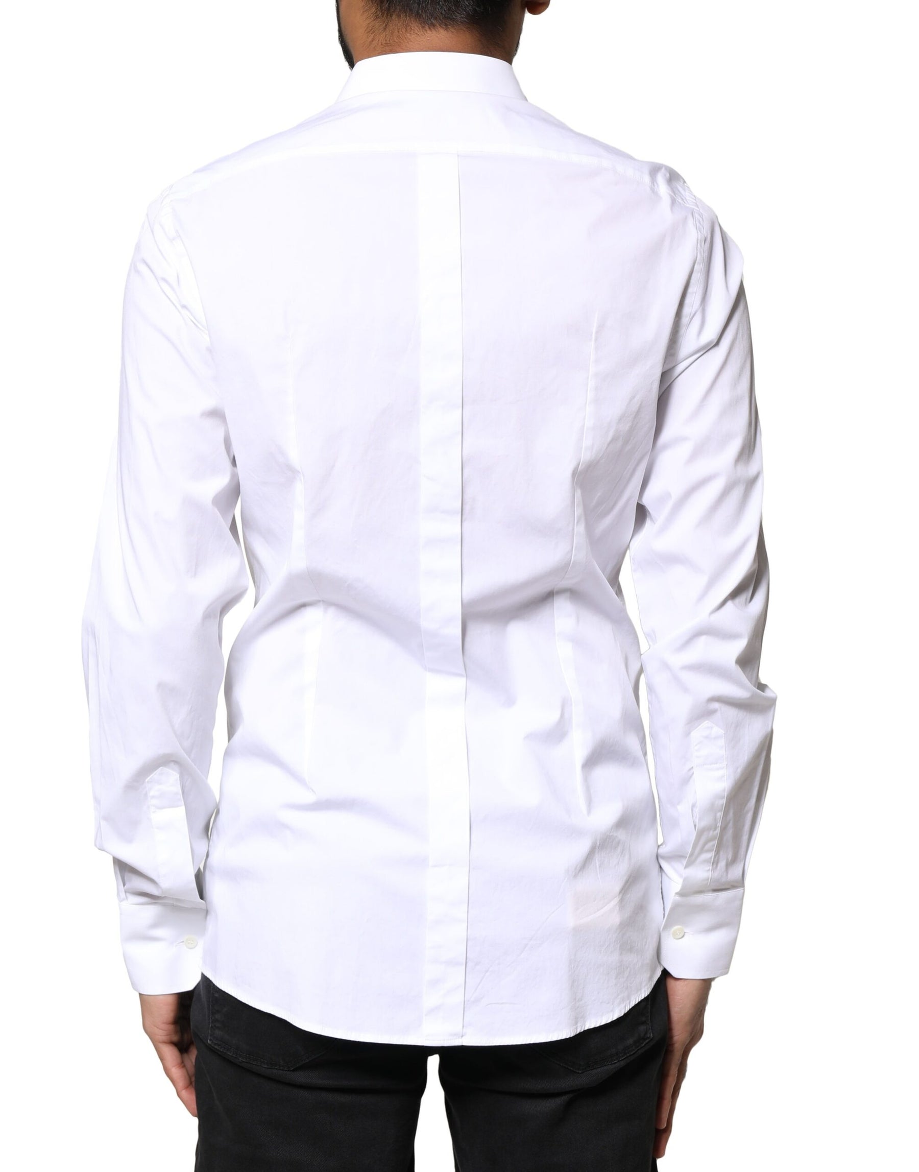 Dolce & Gabbana White GOLD Cotton Long Sleeves Dress Shirt | Regal Royce