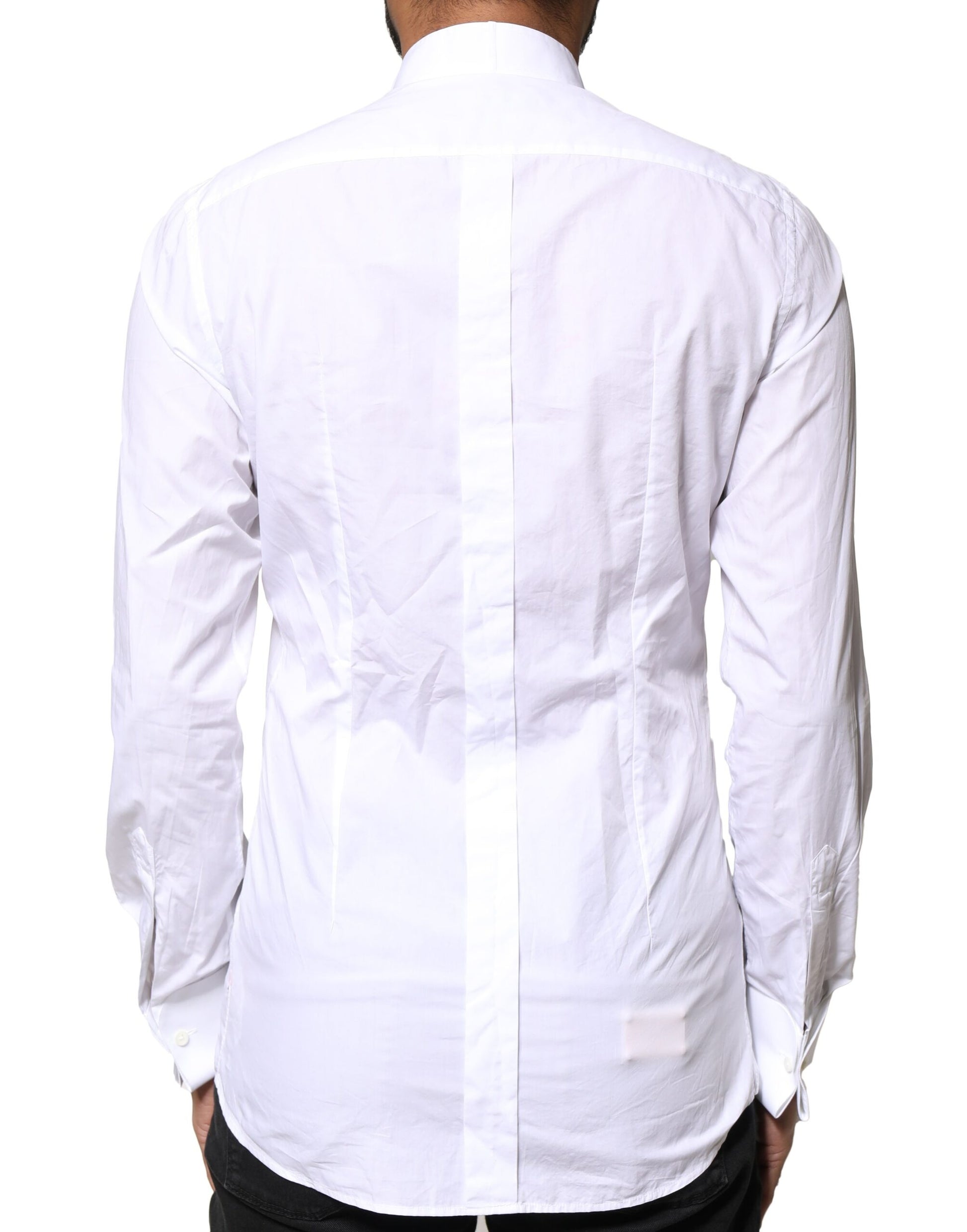 Dolce & Gabbana White GOLD CottonPoplin Bib Formal Dress Shirt