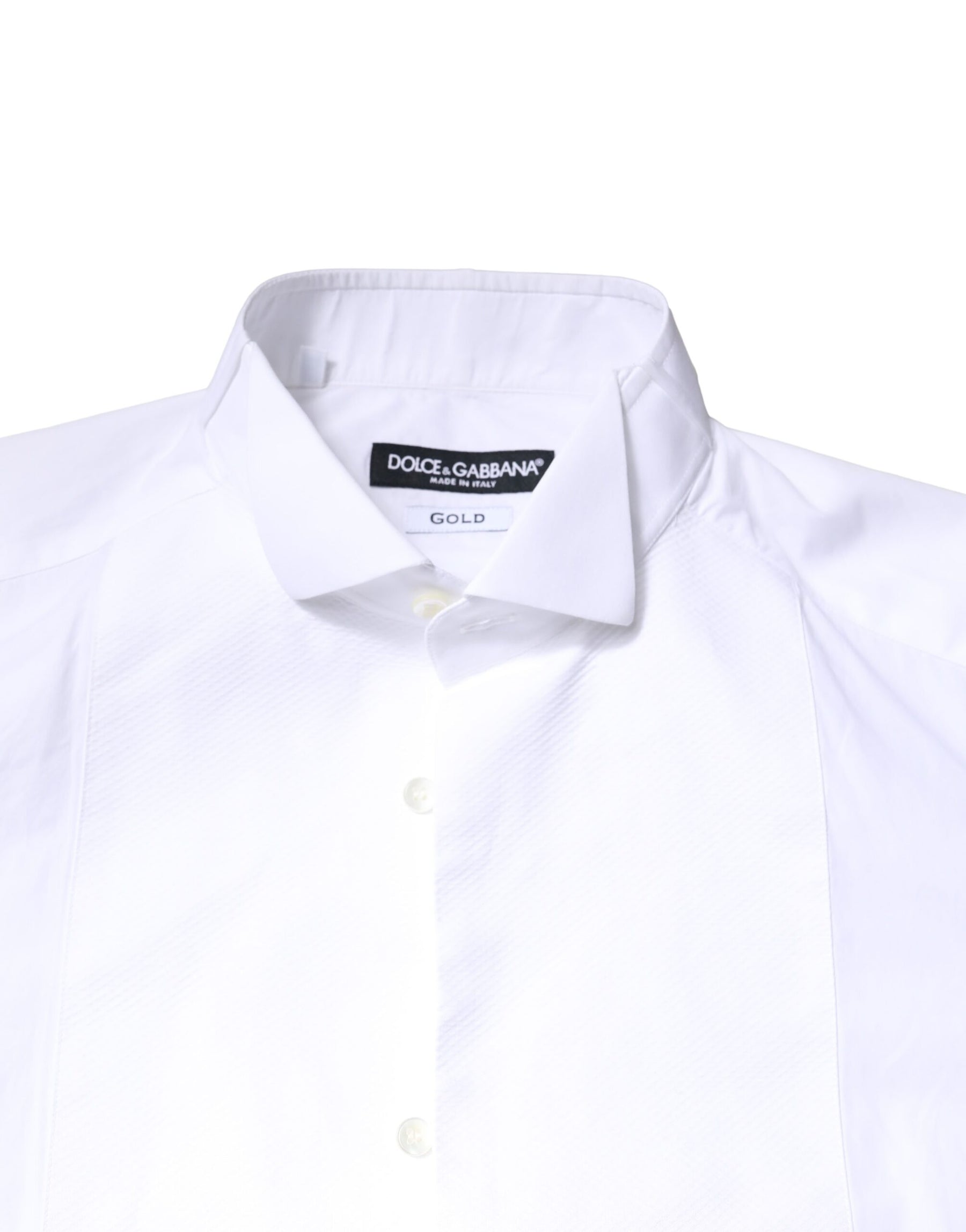 Dolce & Gabbana White GOLD CottonPoplin Bib Formal Dress Shirt | Regal Royce