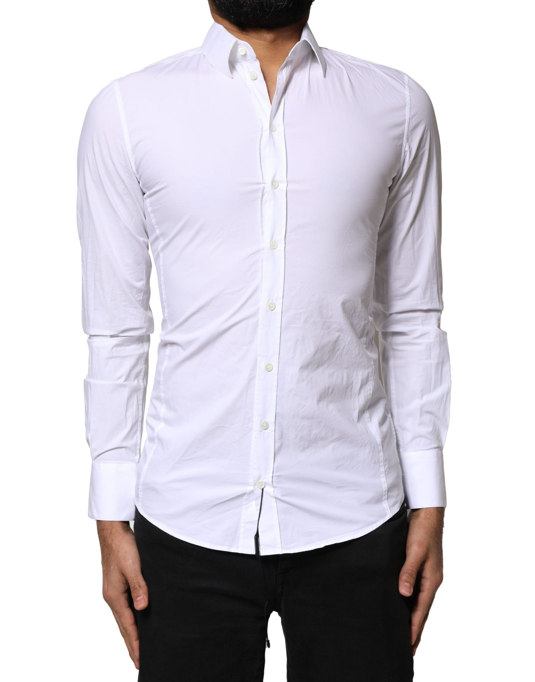 Dolce & Gabbana White SICILIA Cotton Formal Men Dress Shirt | Regal Royce