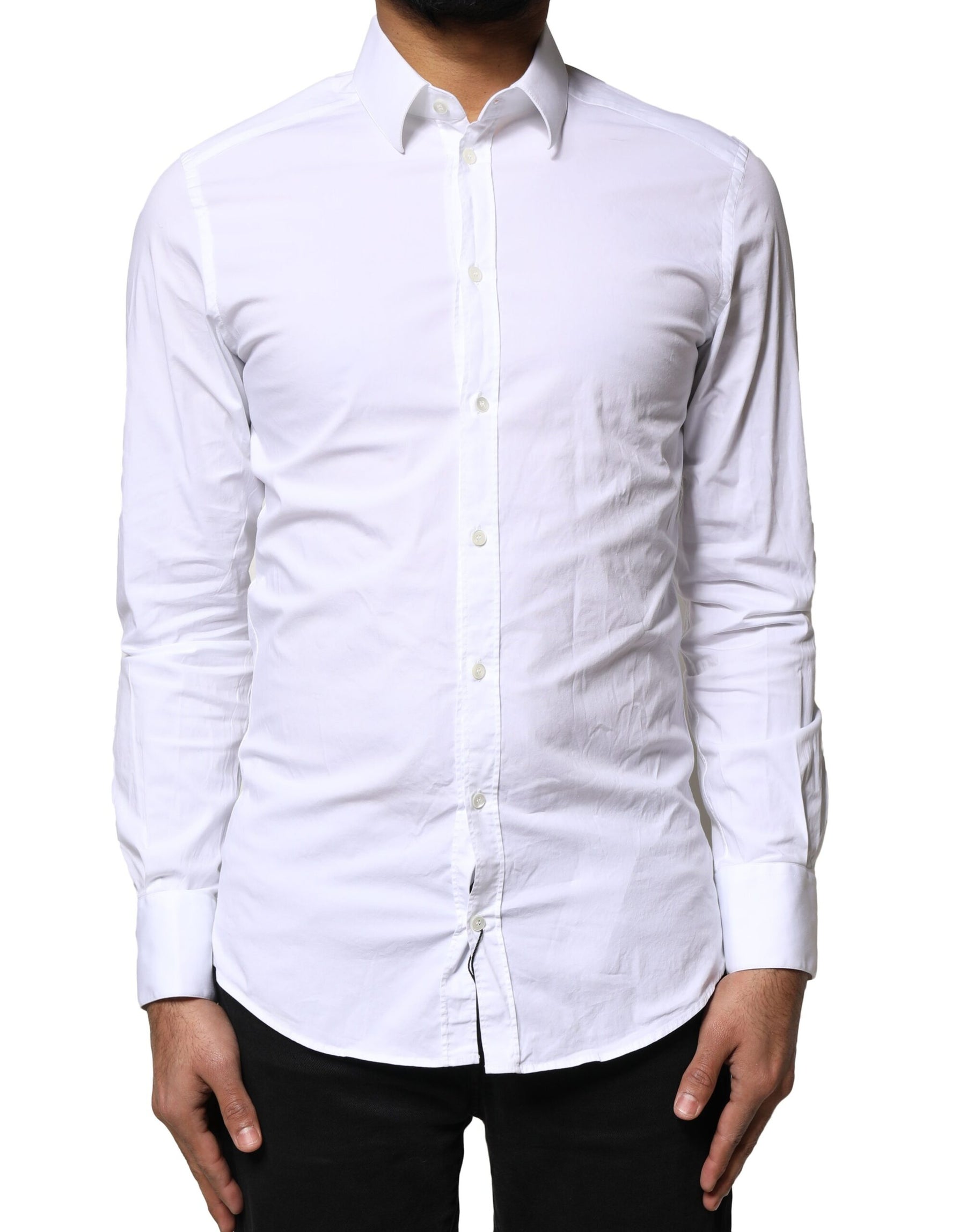 Dolce & Gabbana White GOLD Cotton Long Sleeves Dress Shirt | Regal Royce