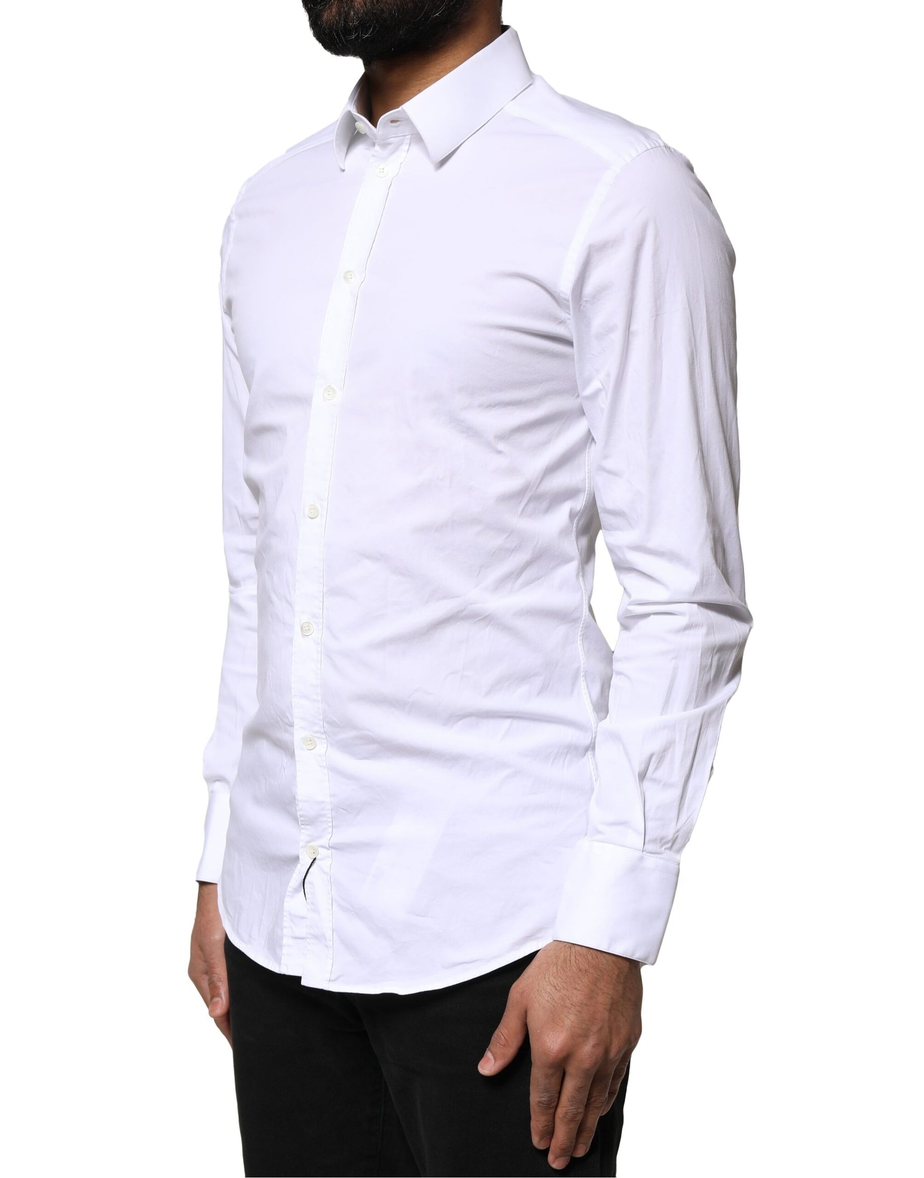 Dolce & Gabbana White GOLD Cotton Long Sleeves Dress Shirt | Regal Royce