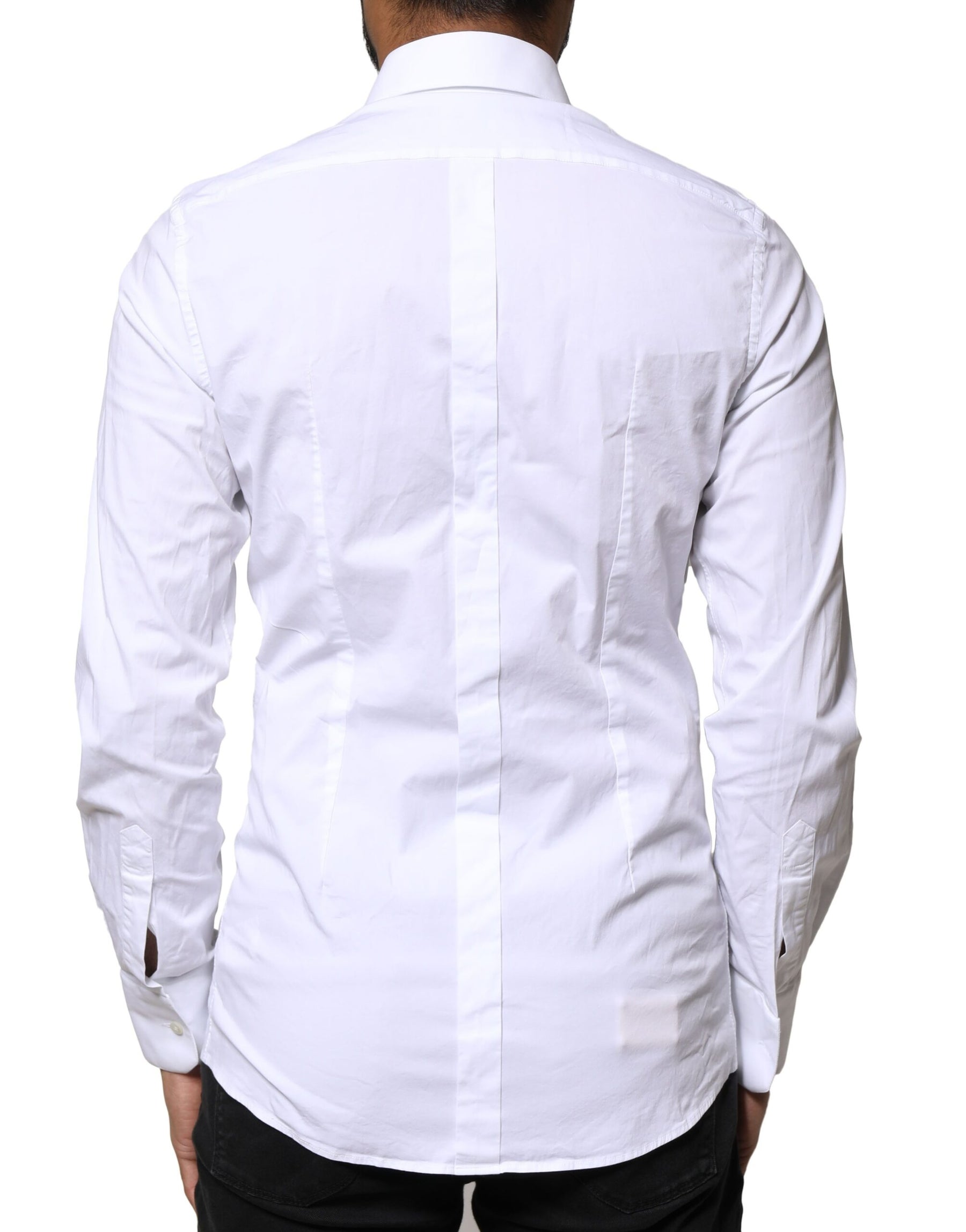 Dolce & Gabbana White GOLD Cotton Long Sleeves Dress Shirt | Regal Royce