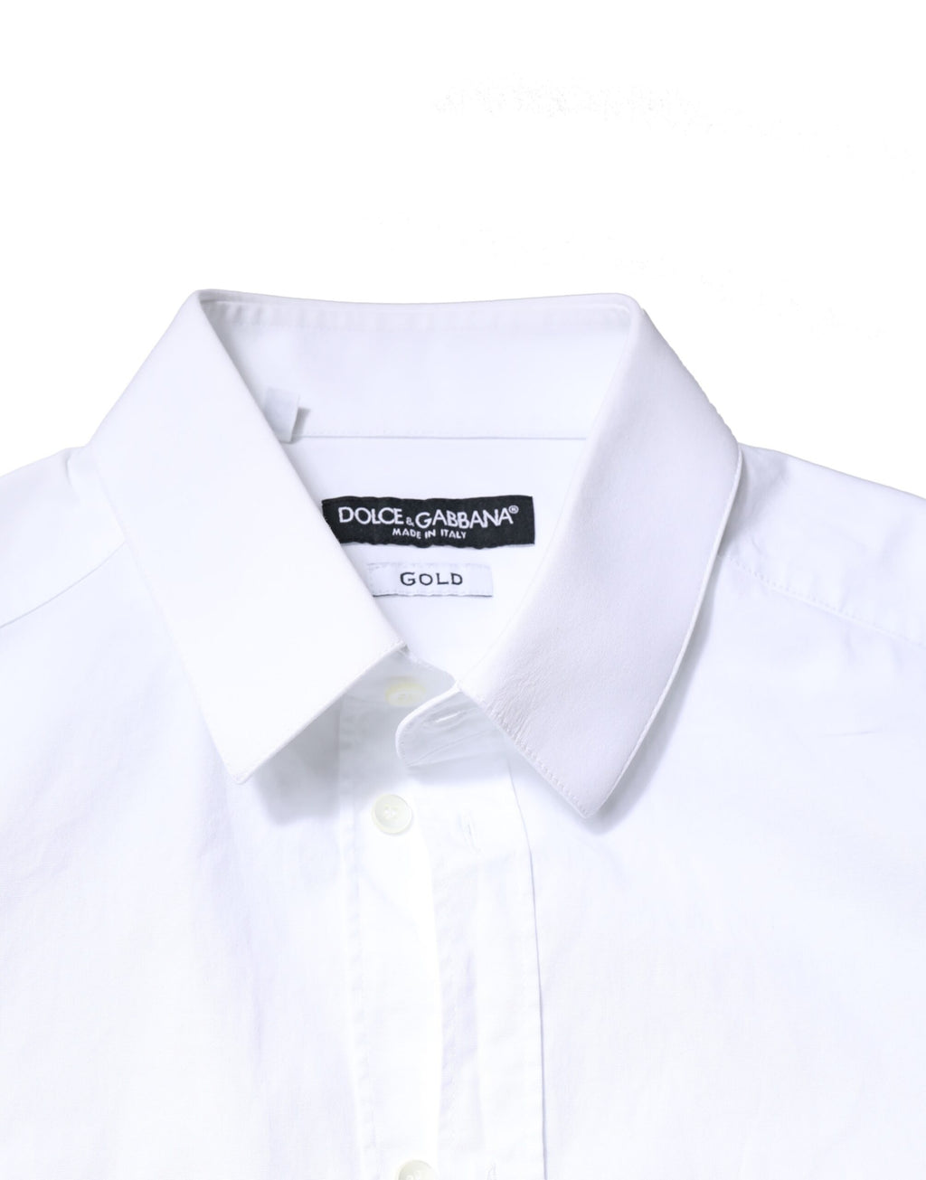 Dolce & Gabbana White GOLD Cotton Long Sleeves Dress Shirt