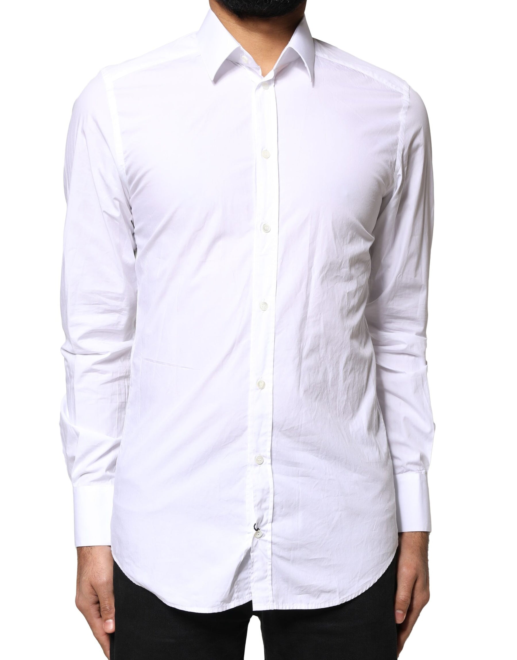 Dolce & Gabbana White GOLD Cotton Long Sleeves Men Dress Shirt | Regal Royce