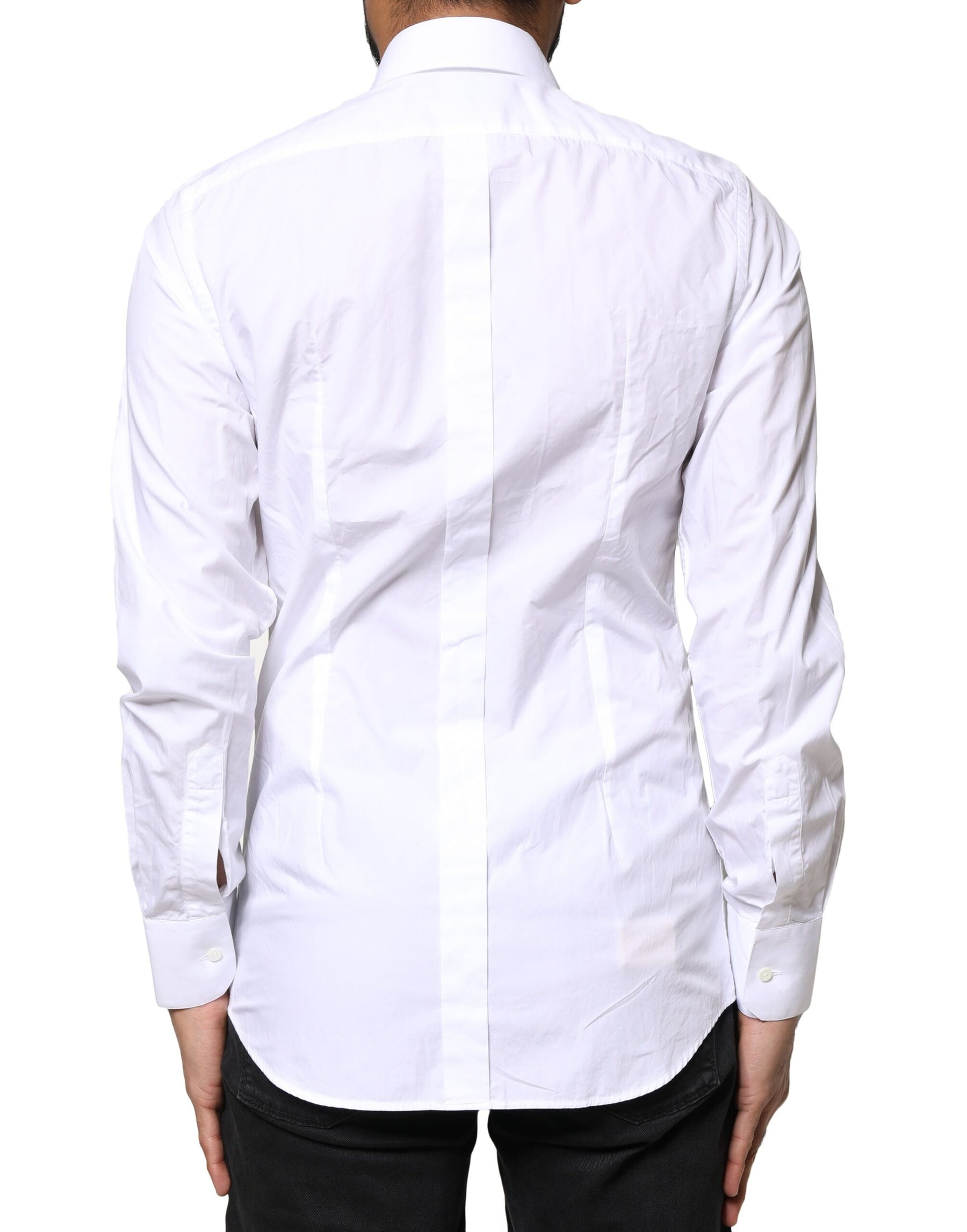 Dolce & Gabbana White GOLD Cotton Long Sleeves Men Dress Shirt | Regal Royce