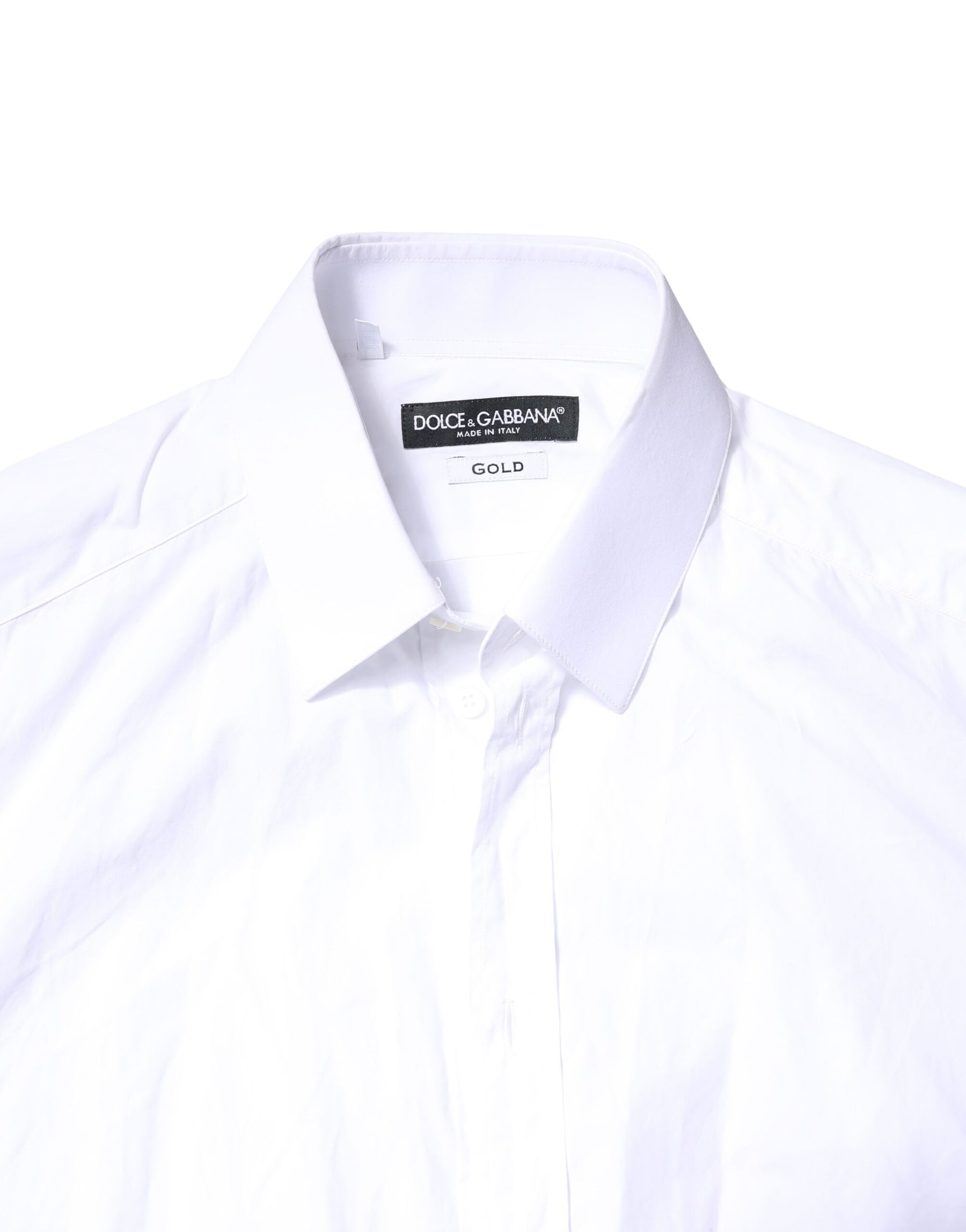 Dolce & Gabbana White GOLD Cotton Long Sleeves Men Dress Shirt | Regal Royce