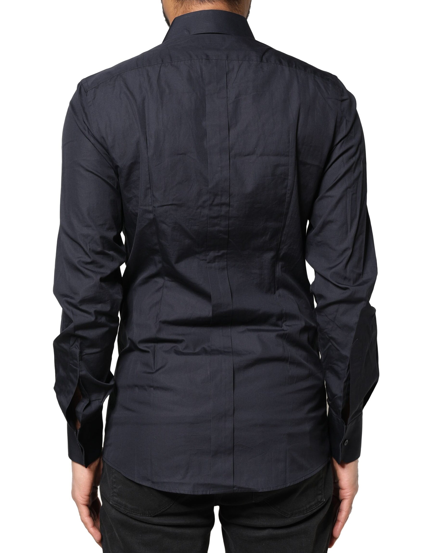 Dolce & Gabbana Dark Blue GOLD Cotton Long Sleeves Dress Shirt | Regal Royce