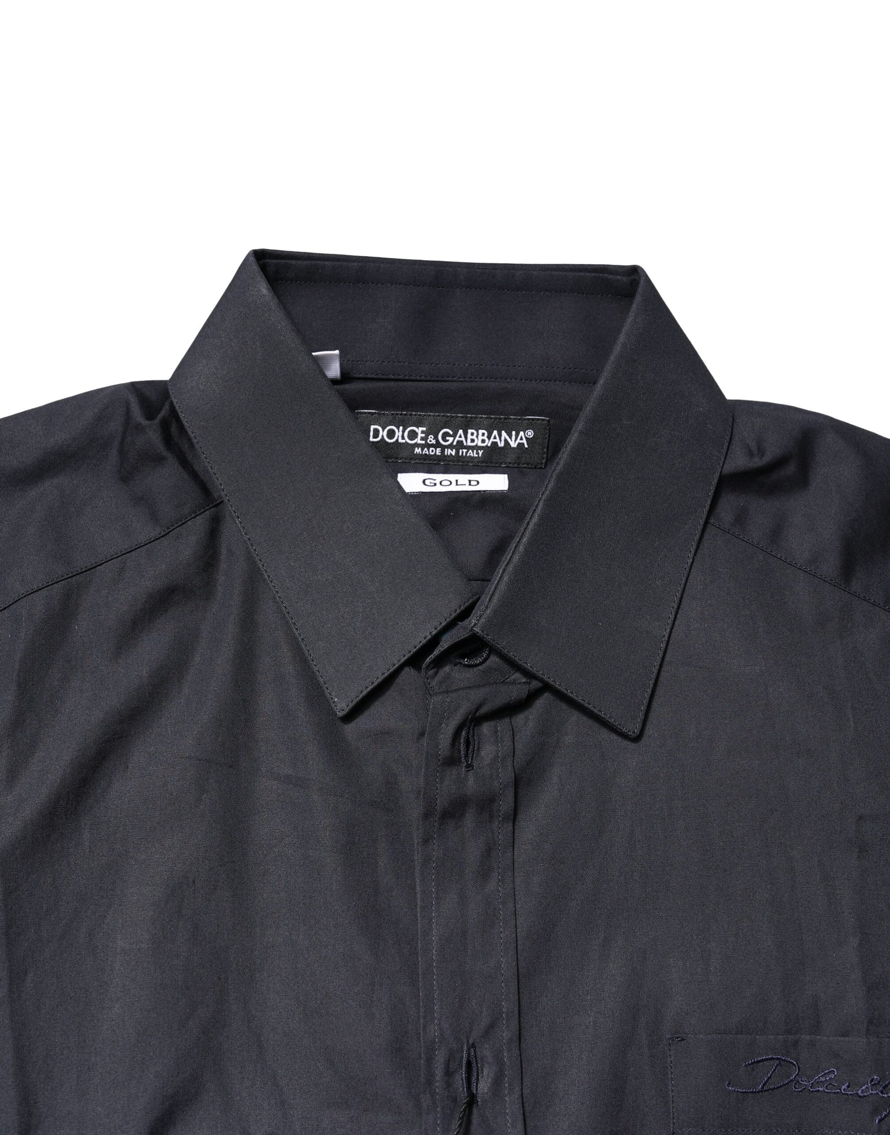Dolce & Gabbana Dark Blue GOLD Cotton Long Sleeves Dress Shirt | Regal Royce