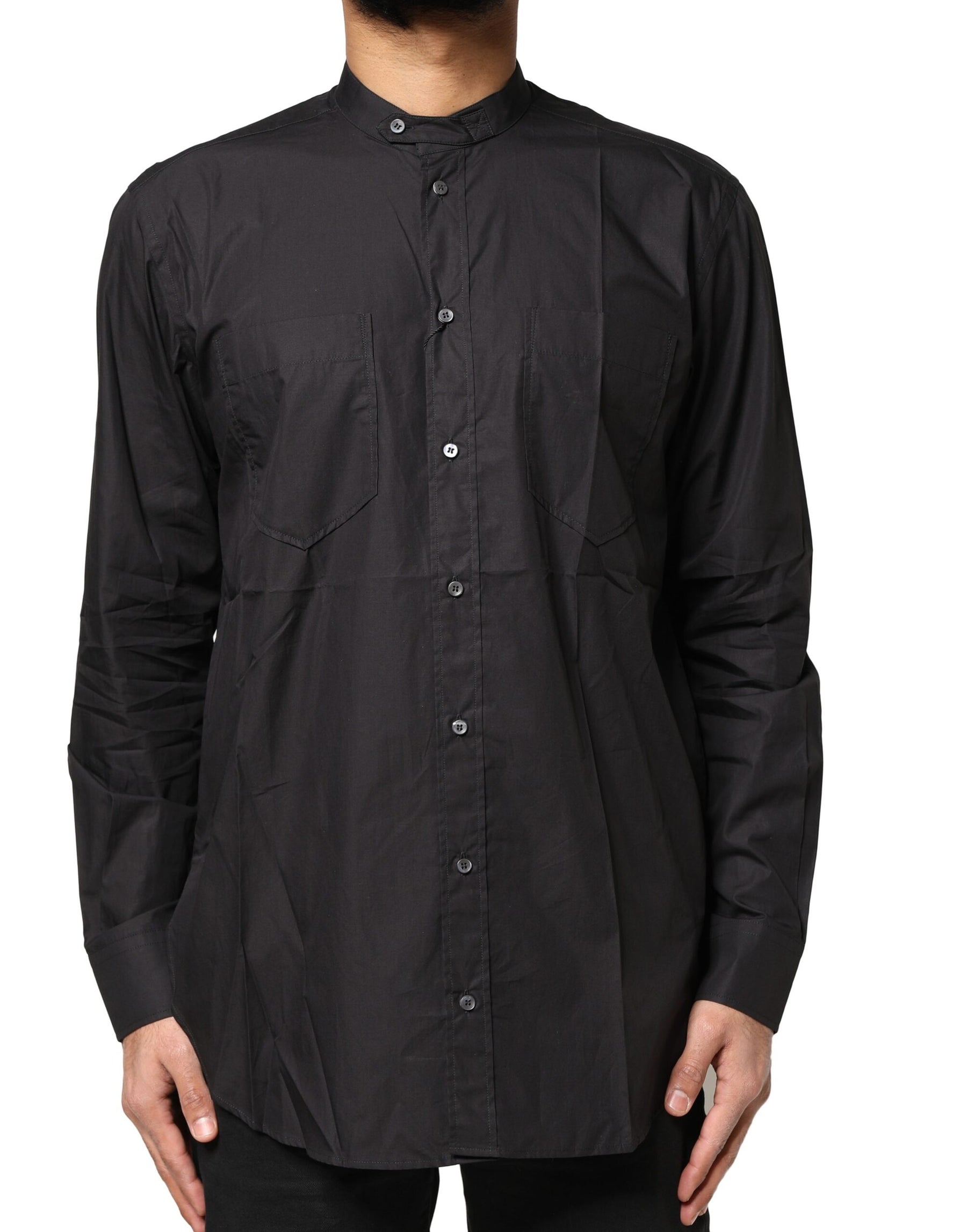 Dolce & Gabbana Black Cotton Button Down Men Casual Shirt | Regal Royce