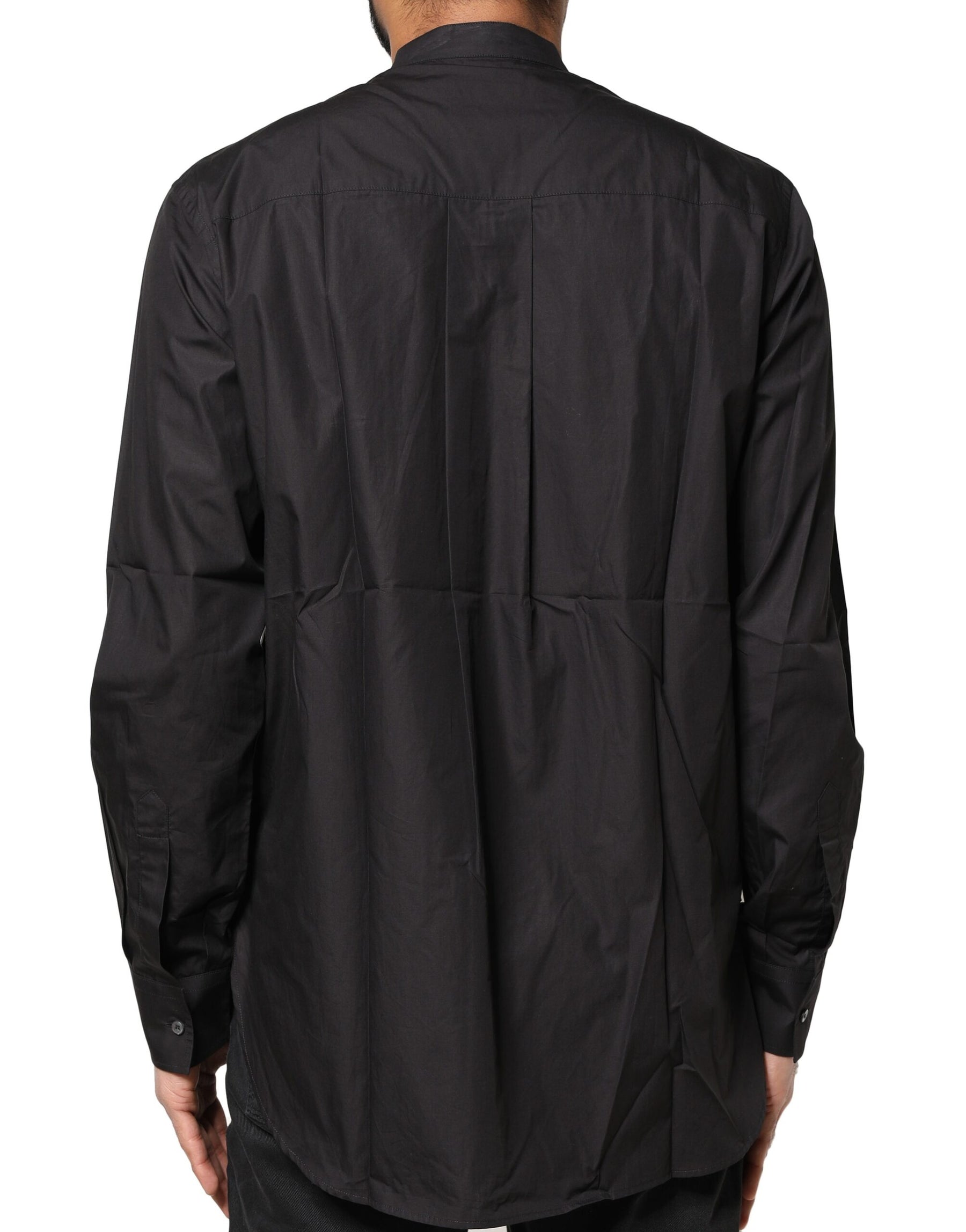 Dolce & Gabbana Black Cotton Button Down Men Casual Shirt | Regal Royce