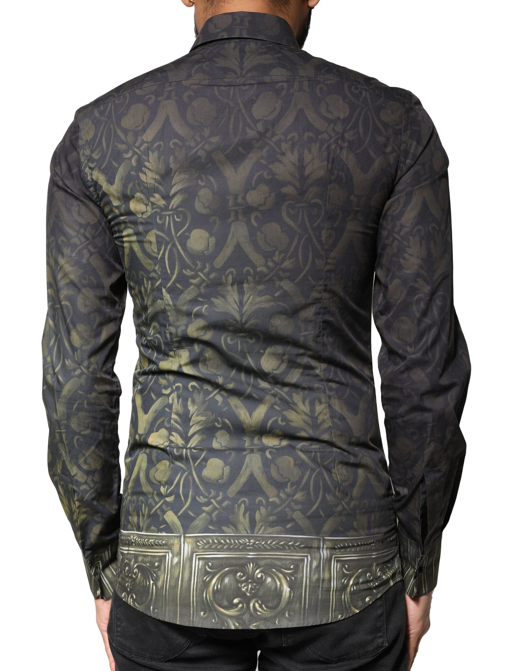 Dolce & Gabbana Black Royal Pet Portrait GOLD Dress Shirt | Regal Royce