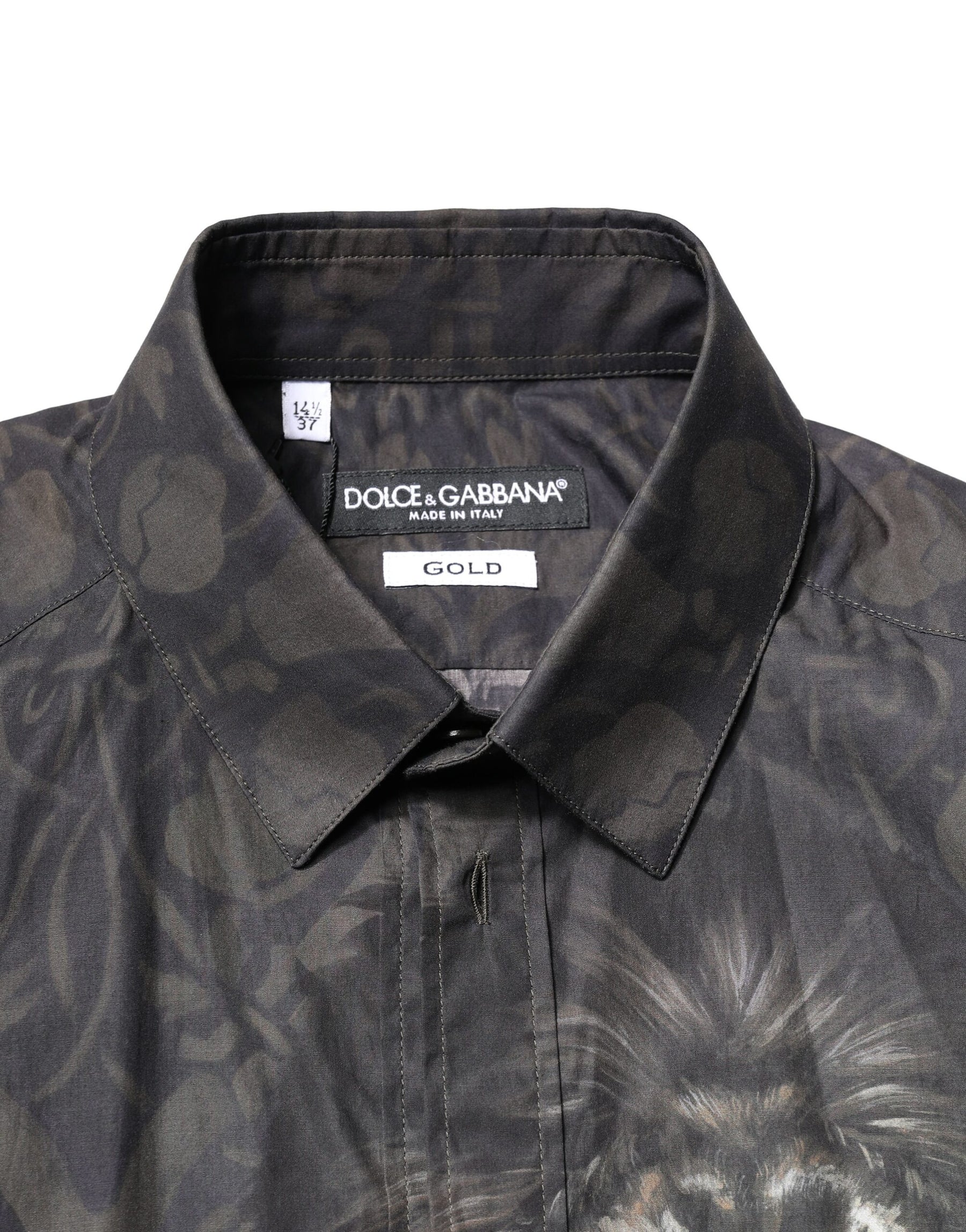 Dolce & Gabbana Black Royal Pet Portrait GOLD Dress Shirt | Regal Royce