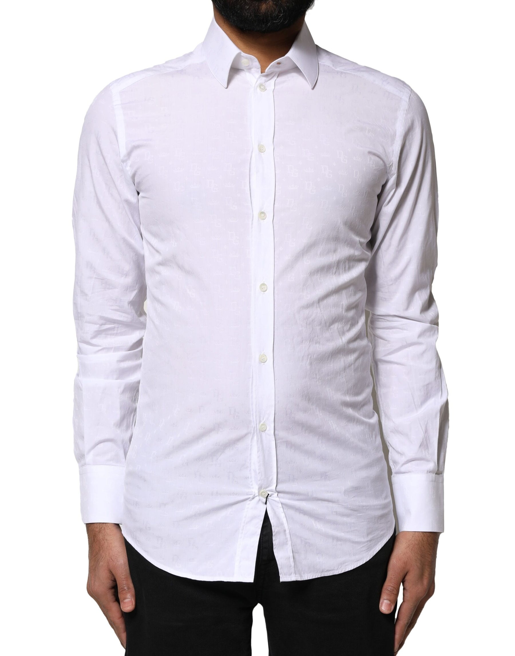 Dolce & Gabbana White GOLD Cotton Long Sleeves Dress Shirt | Regal Royce