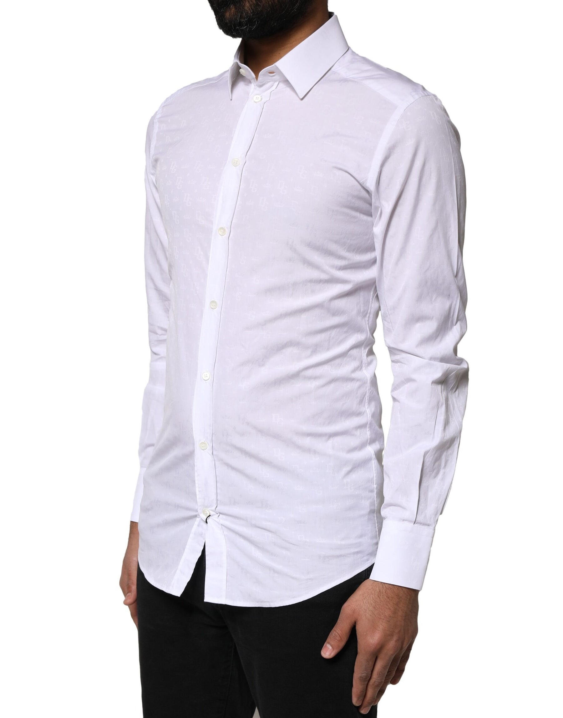 Dolce & Gabbana White GOLD Cotton Long Sleeves Dress Shirt | Regal Royce