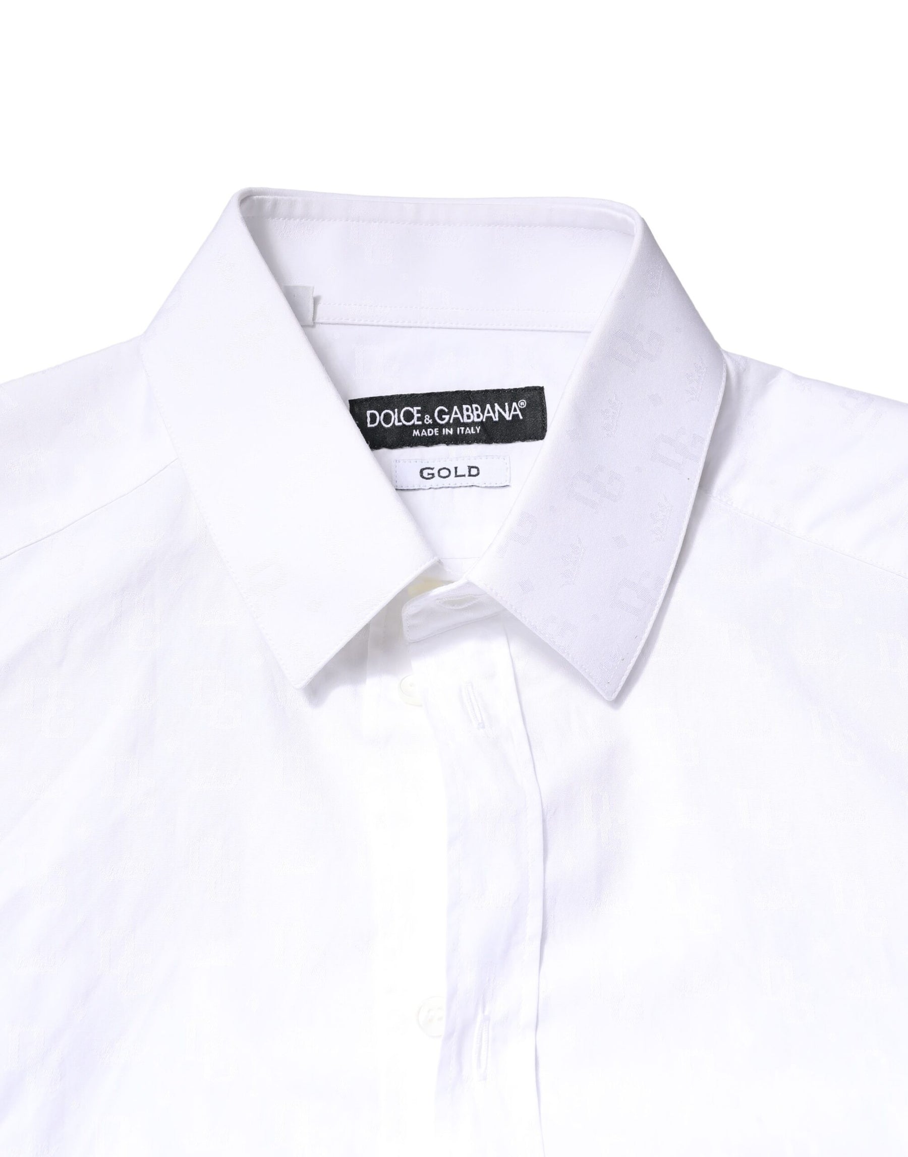 Dolce & Gabbana White GOLD Cotton Long Sleeves Dress Shirt | Regal Royce