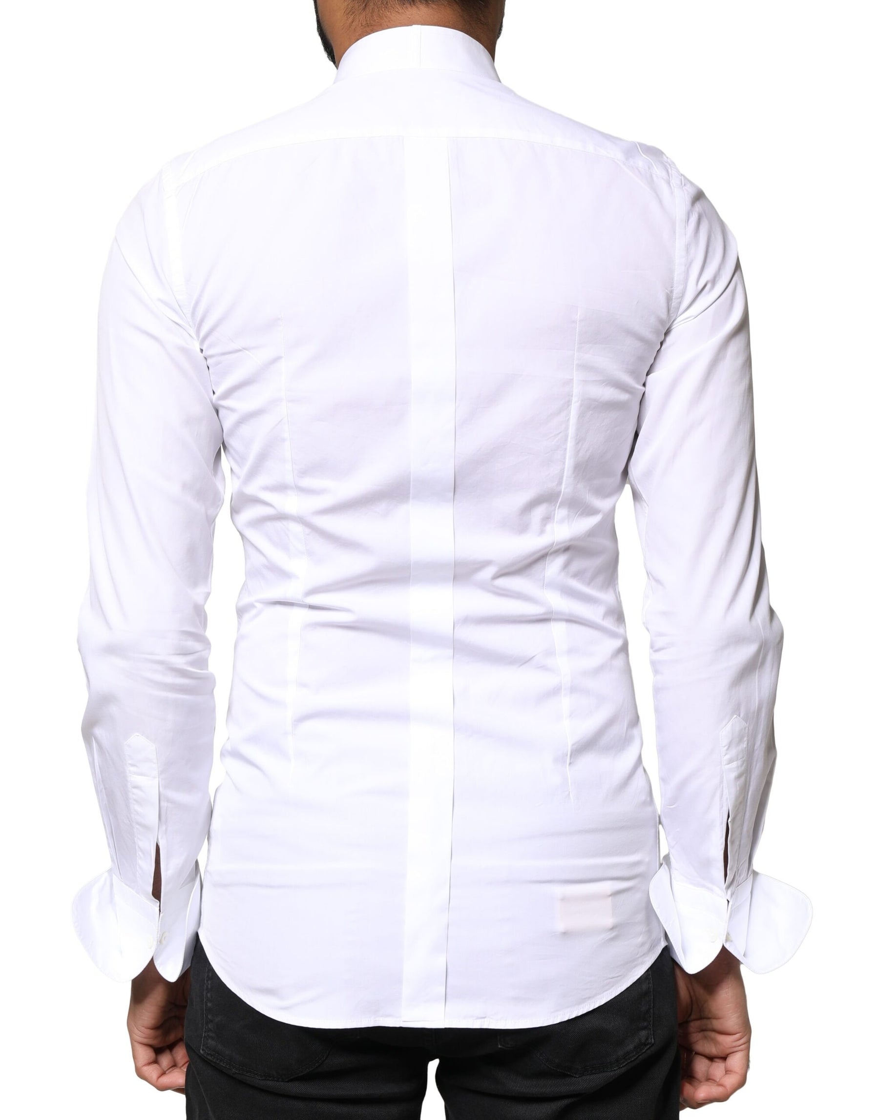 Dolce & Gabbana White GOLD Cotton Poplin Bib Formal Men Dress Shirt | Regal Royce