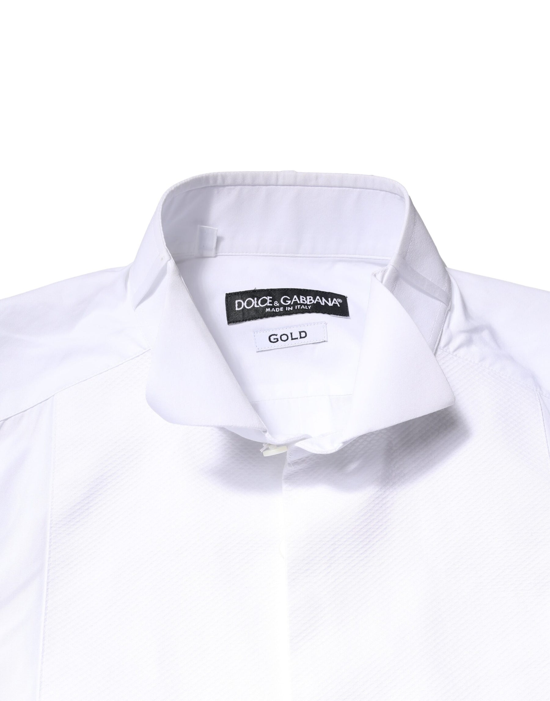 Dolce & Gabbana White GOLD Cotton Poplin Bib Formal Men Dress Shirt | Regal Royce