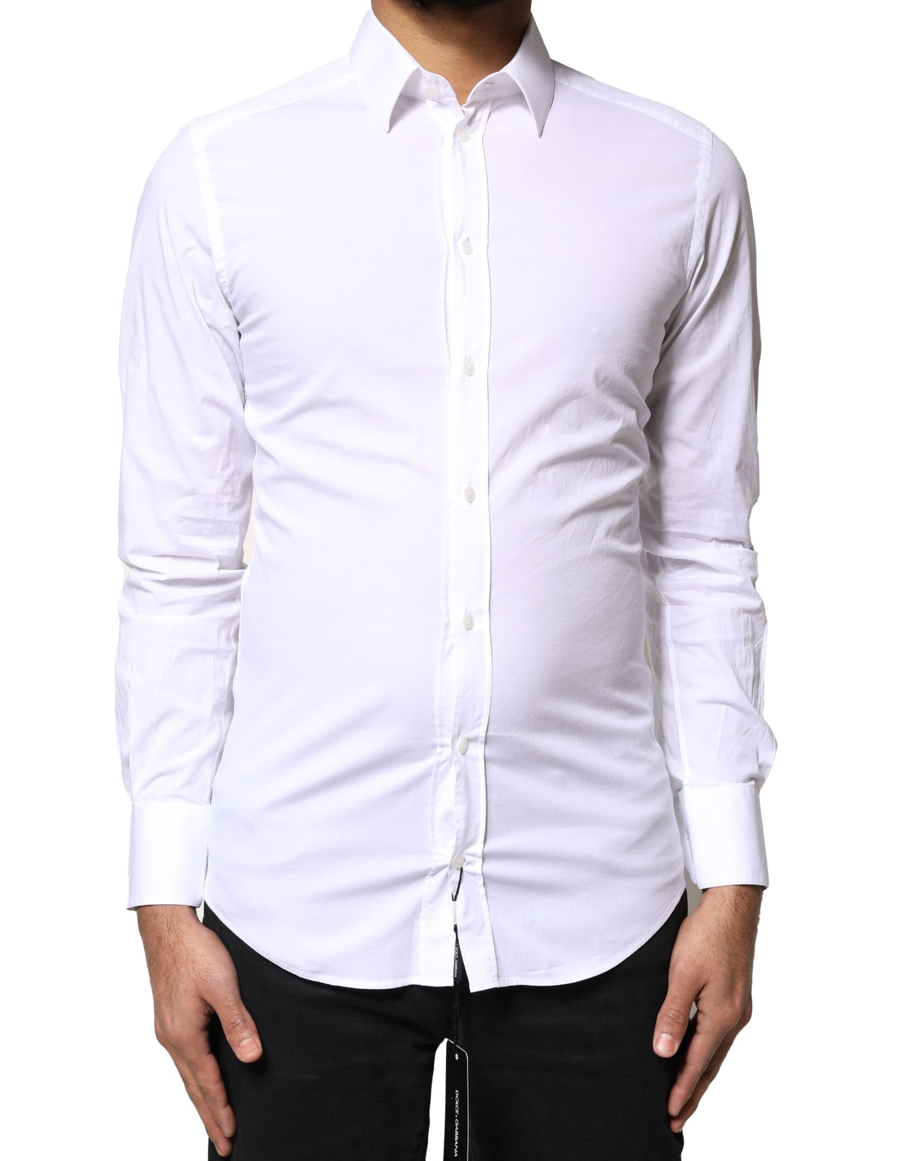 Dolce & Gabbana White GOLD Cotton Long Sleeves Dress Shirt | Regal Royce