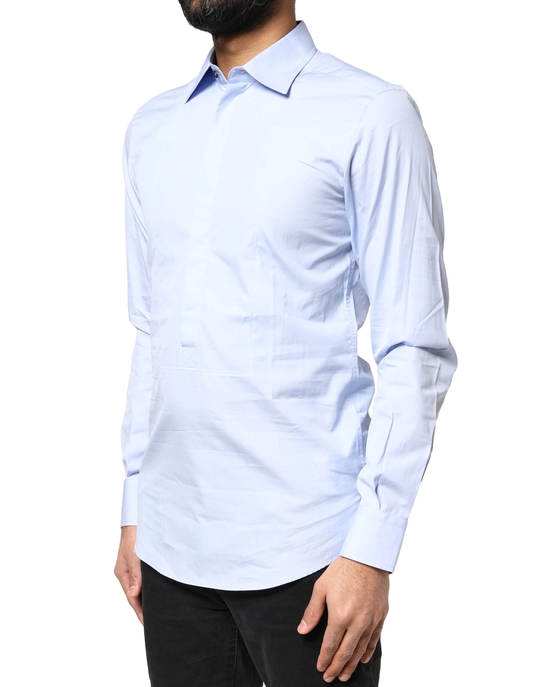 Dolce & Gabbana Light Blue Cotton Long Sleeves Dress Shirt | Regal Royce