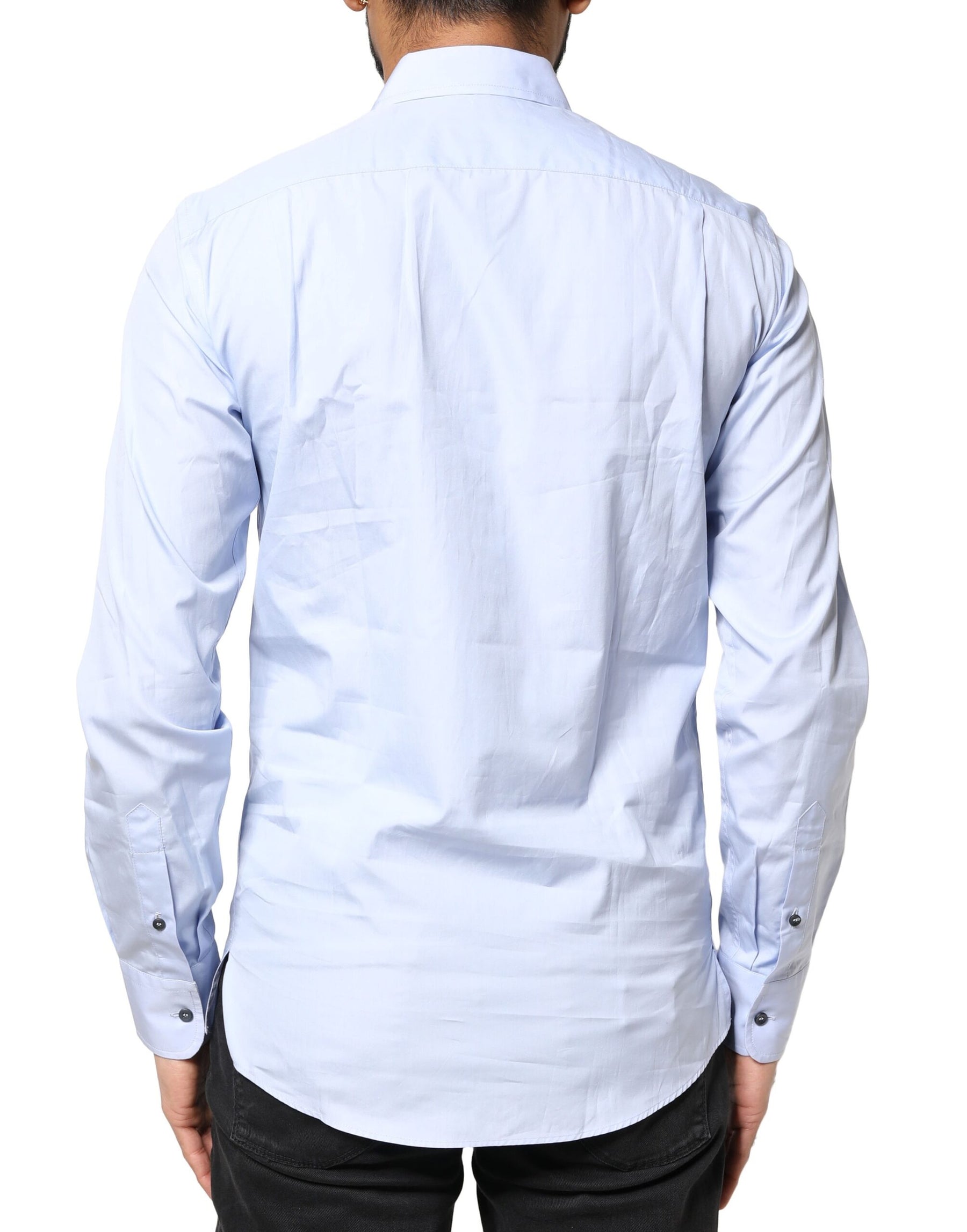 Dolce & Gabbana Light Blue Cotton Long Sleeves Dress Shirt | Regal Royce