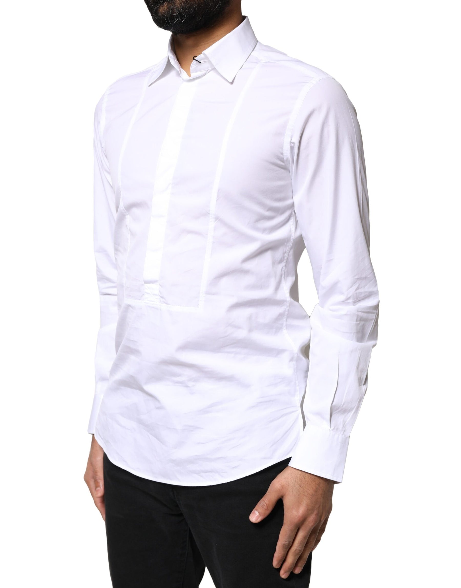 Dolce & Gabbana White Cotton Long Sleeves Formal Dress Shirt | Regal Royce