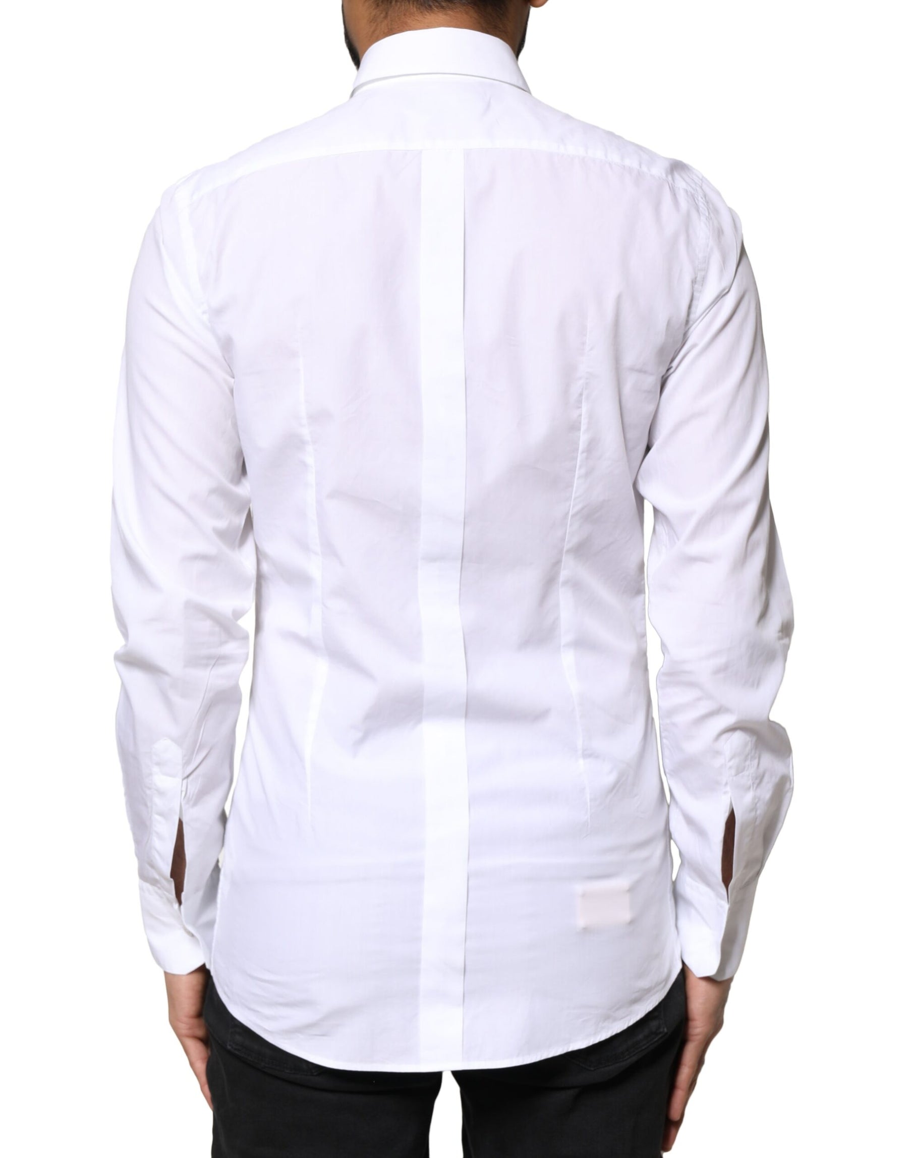 Dolce & Gabbana White Cotton Peacock Feather GOLD Formal Shirt | Regal Royce