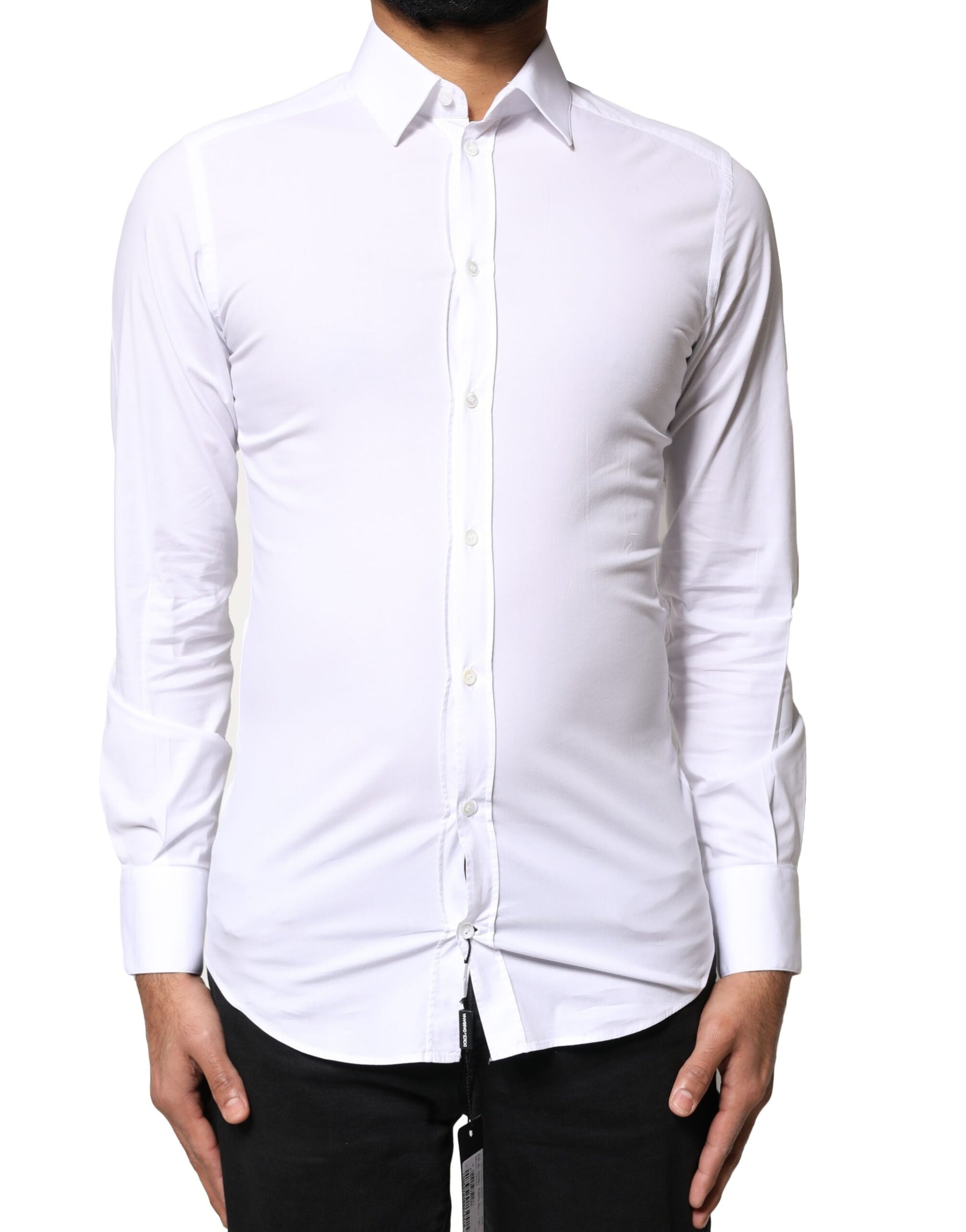 Dolce & Gabbana White GOLD Cotton Long Sleeves Dress Shirt | Regal Royce