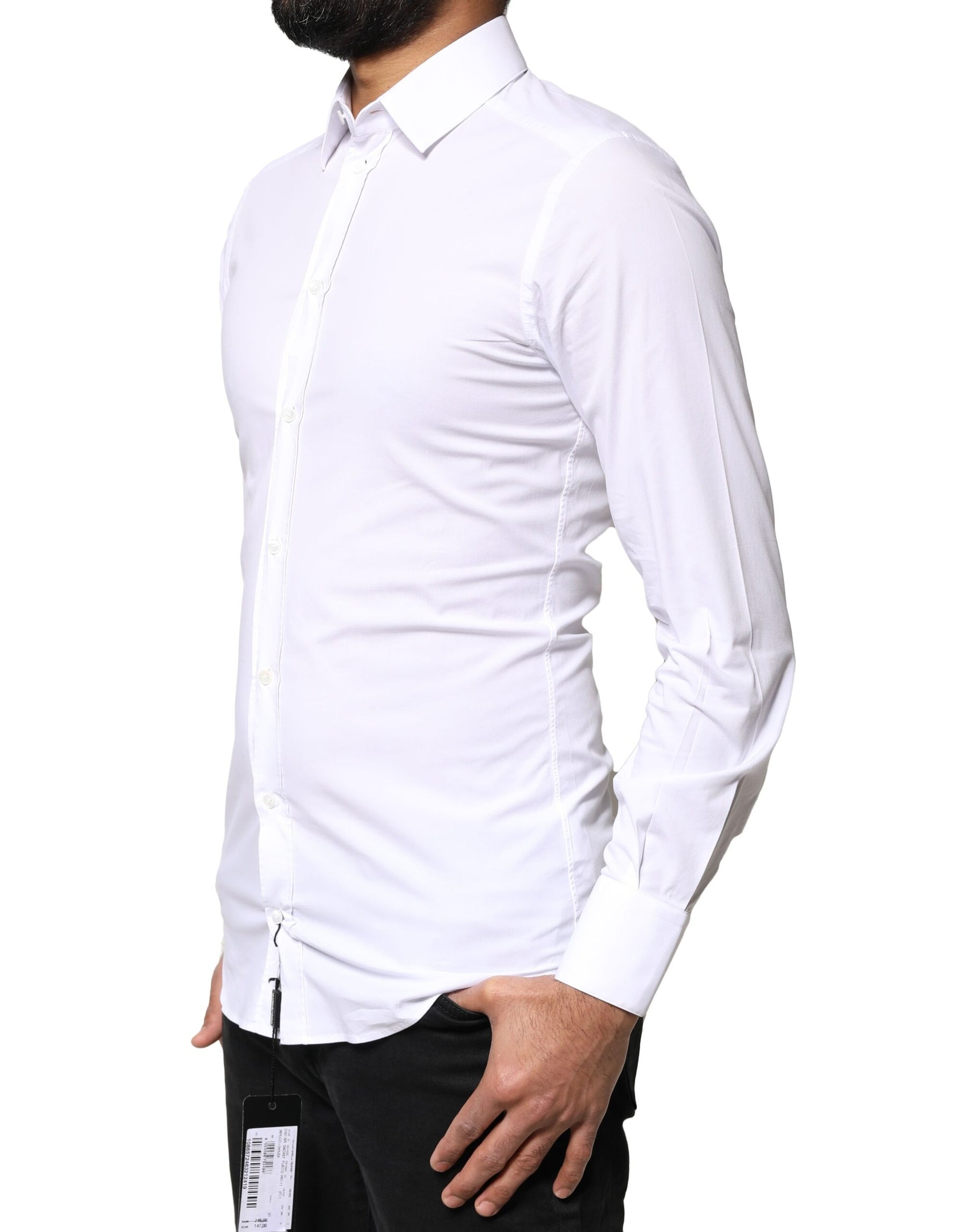 Dolce & Gabbana White GOLD Cotton Long Sleeves Dress Shirt | Regal Royce