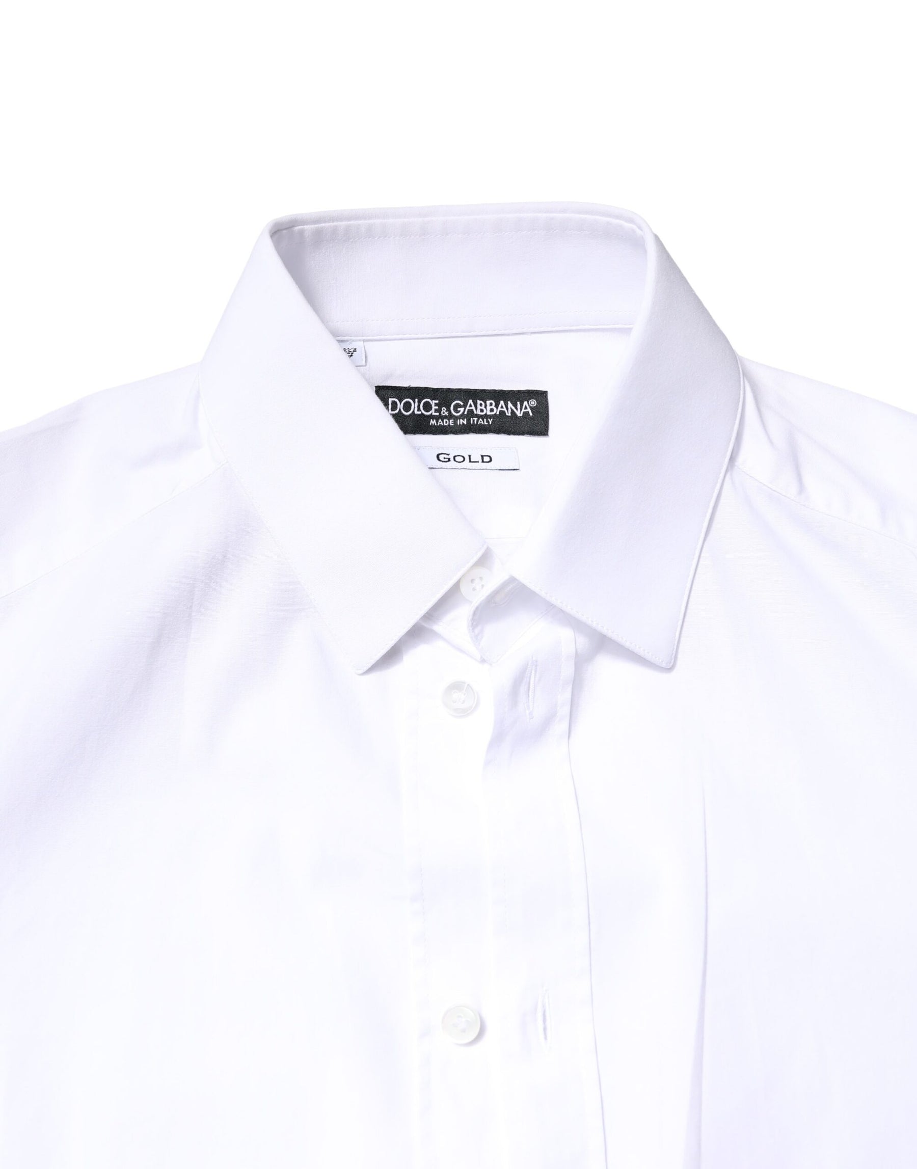 Dolce & Gabbana White GOLD Cotton Long Sleeves Dress Shirt | Regal Royce