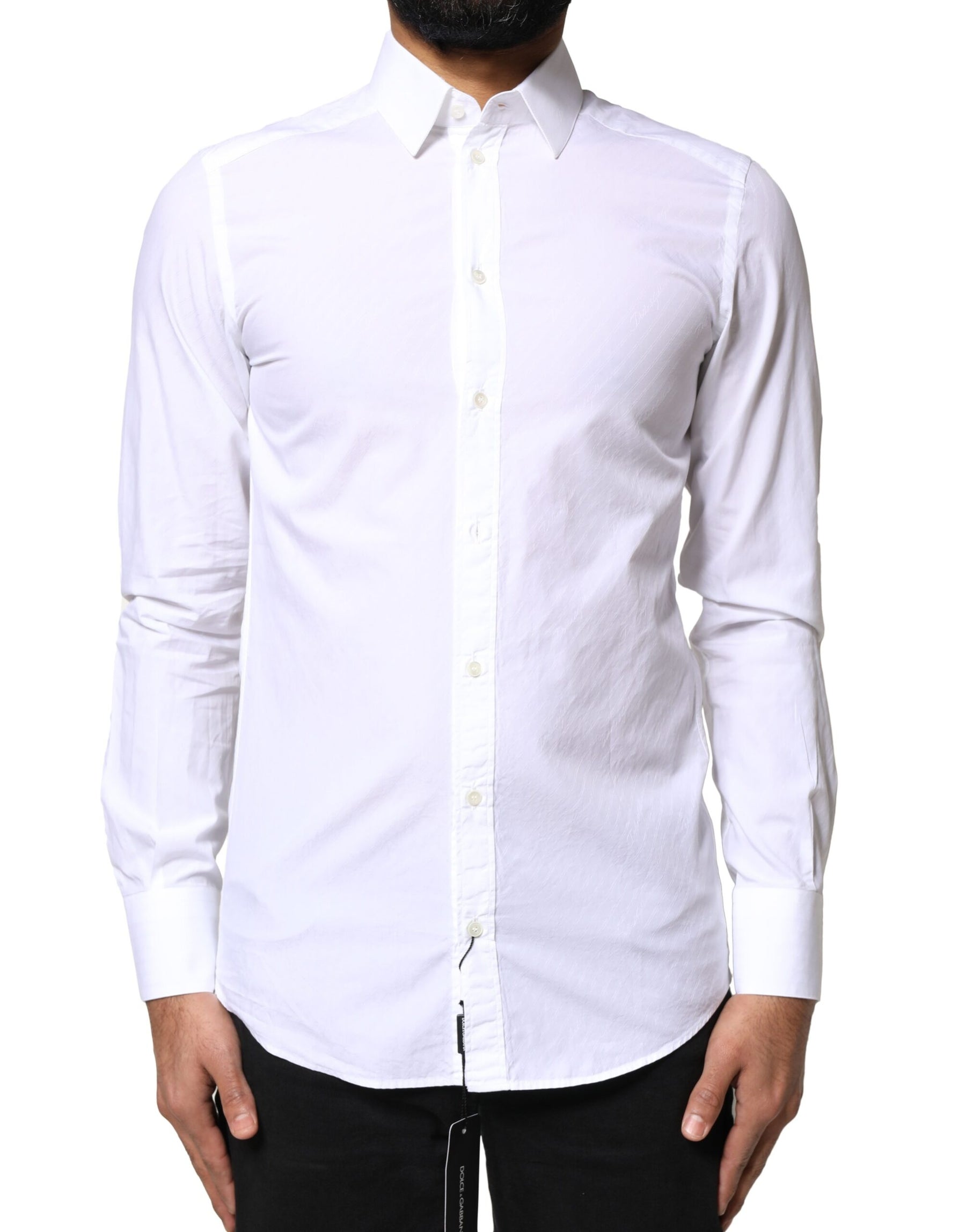 Dolce & Gabbana White Cotton MARTINI Formal Men Dress Shirt | Regal Royce