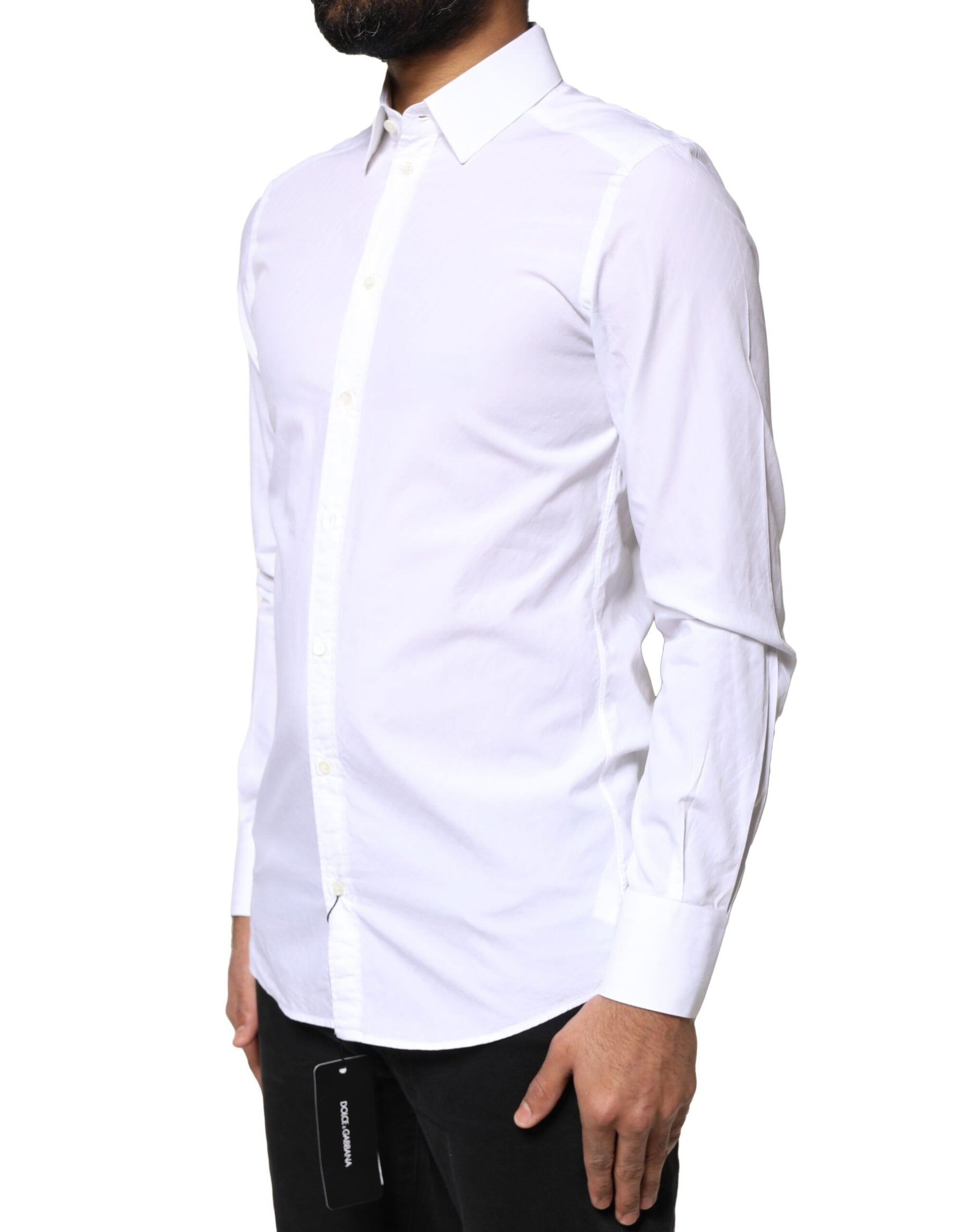 Dolce & Gabbana White Cotton MARTINI Formal Men Dress Shirt | Regal Royce