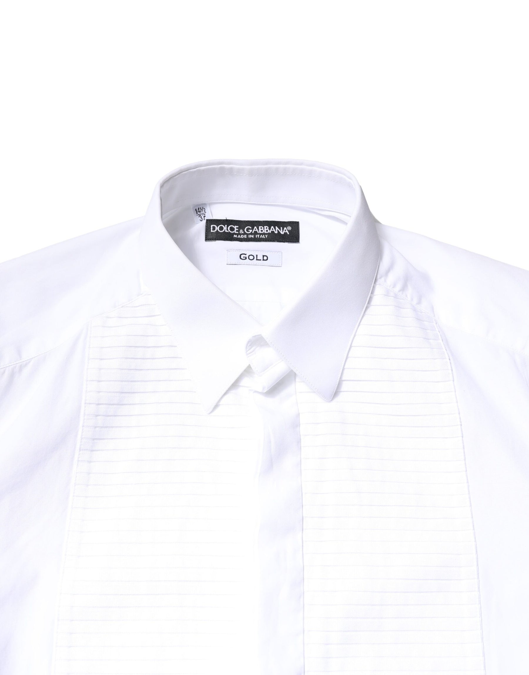 Dolce & Gabbana White GOLD Cotton Poplin Bib Men Dress Shirt | Regal Royce