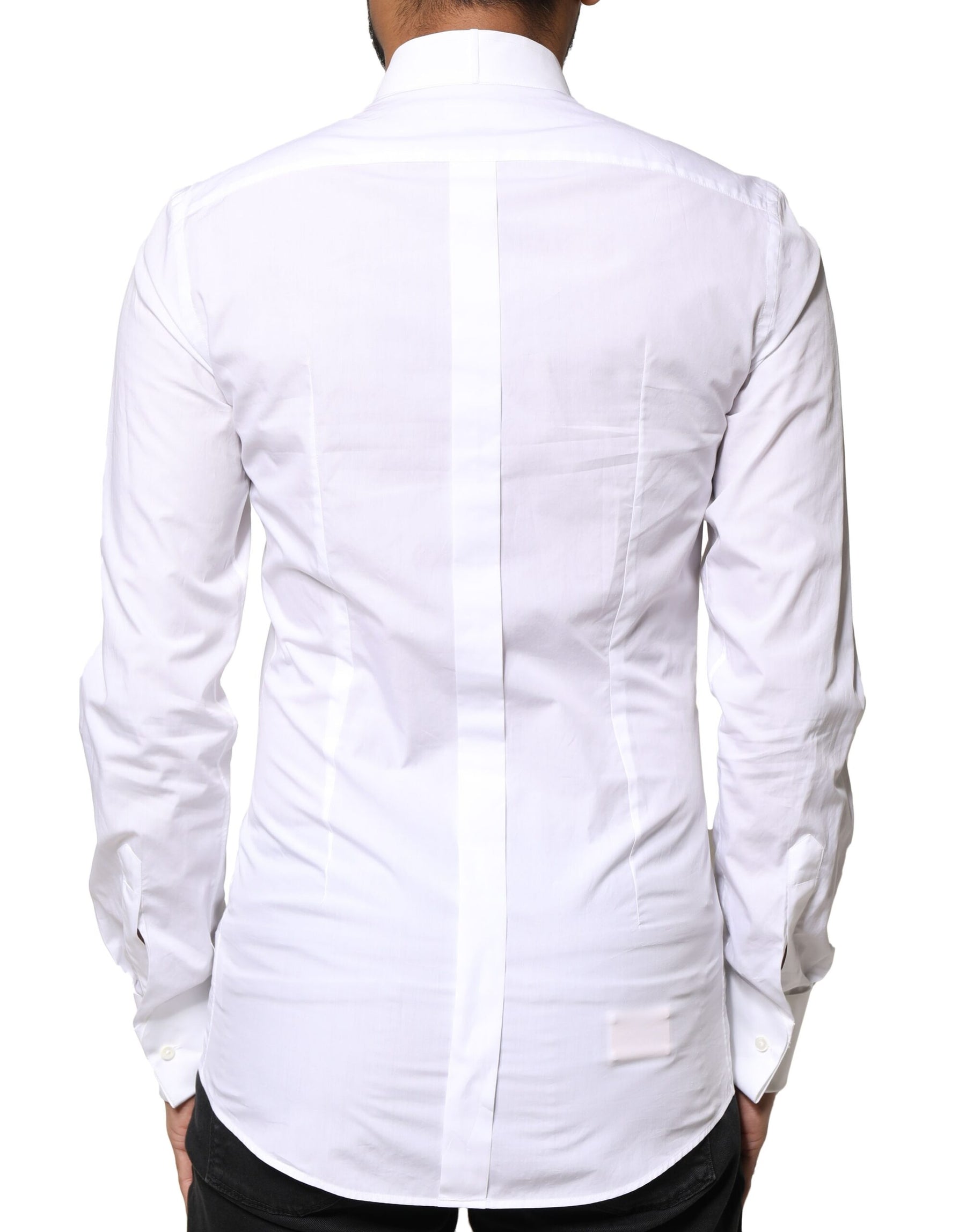 Dolce & Gabbana White GOLD Cotton Poplin Bib Formal Men Dress Shirt | Regal Royce
