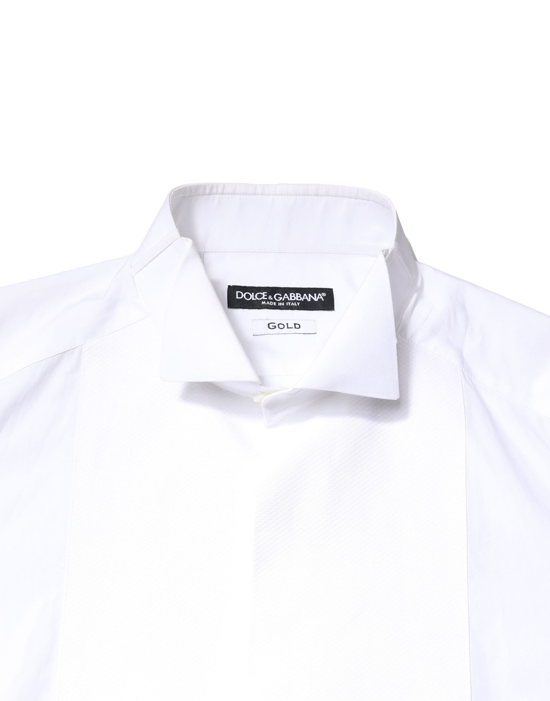 Dolce & Gabbana White GOLD Cotton Poplin Bib Formal Men Dress Shirt | Regal Royce